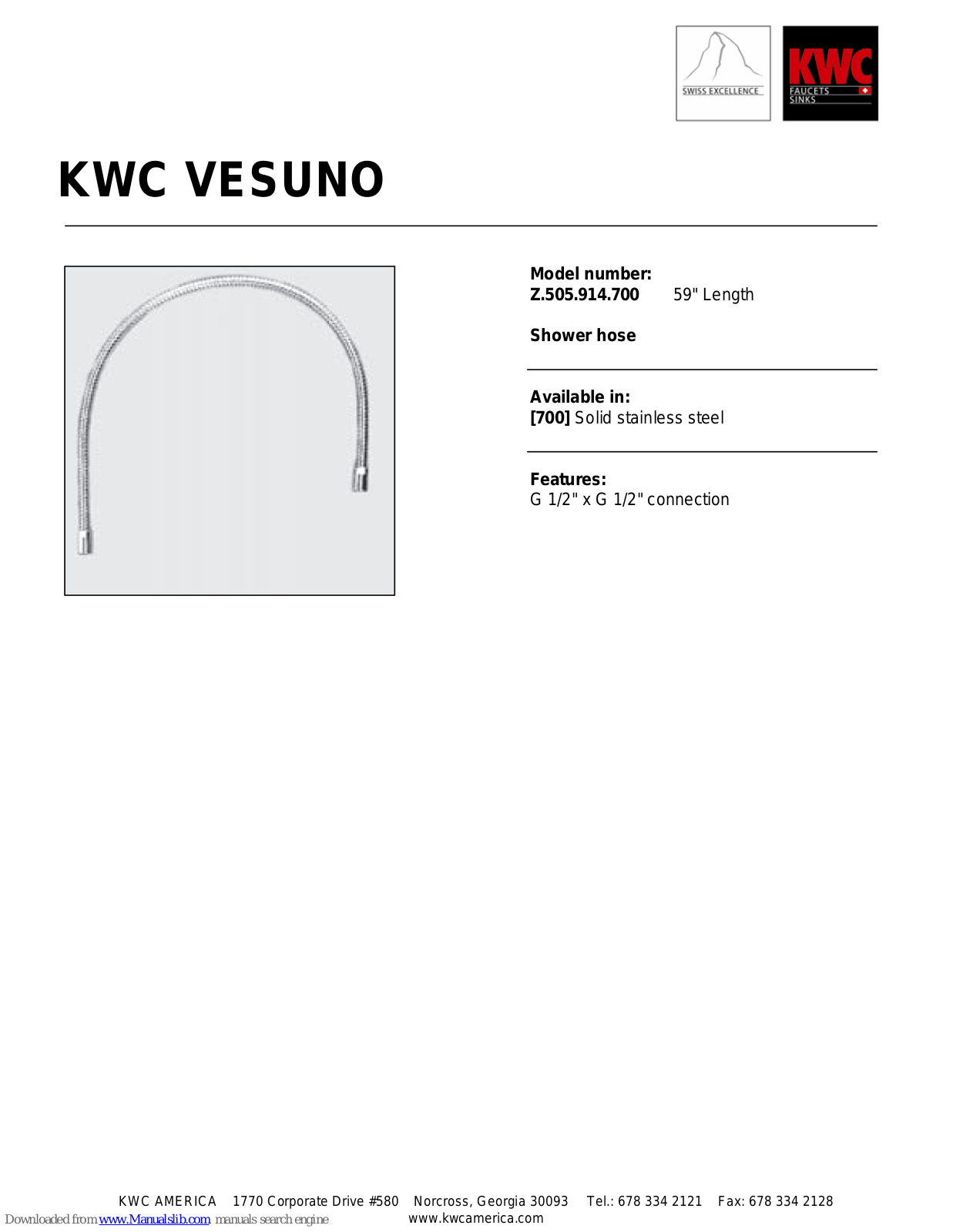 KWC Z.505.914.700, VESUNO Features