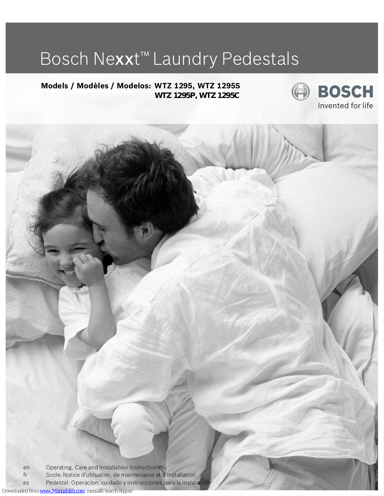 Bosch WTZ 1295, WTZ 1295P, WTZ 1295S Operating, Care And Installation Instructions Manual