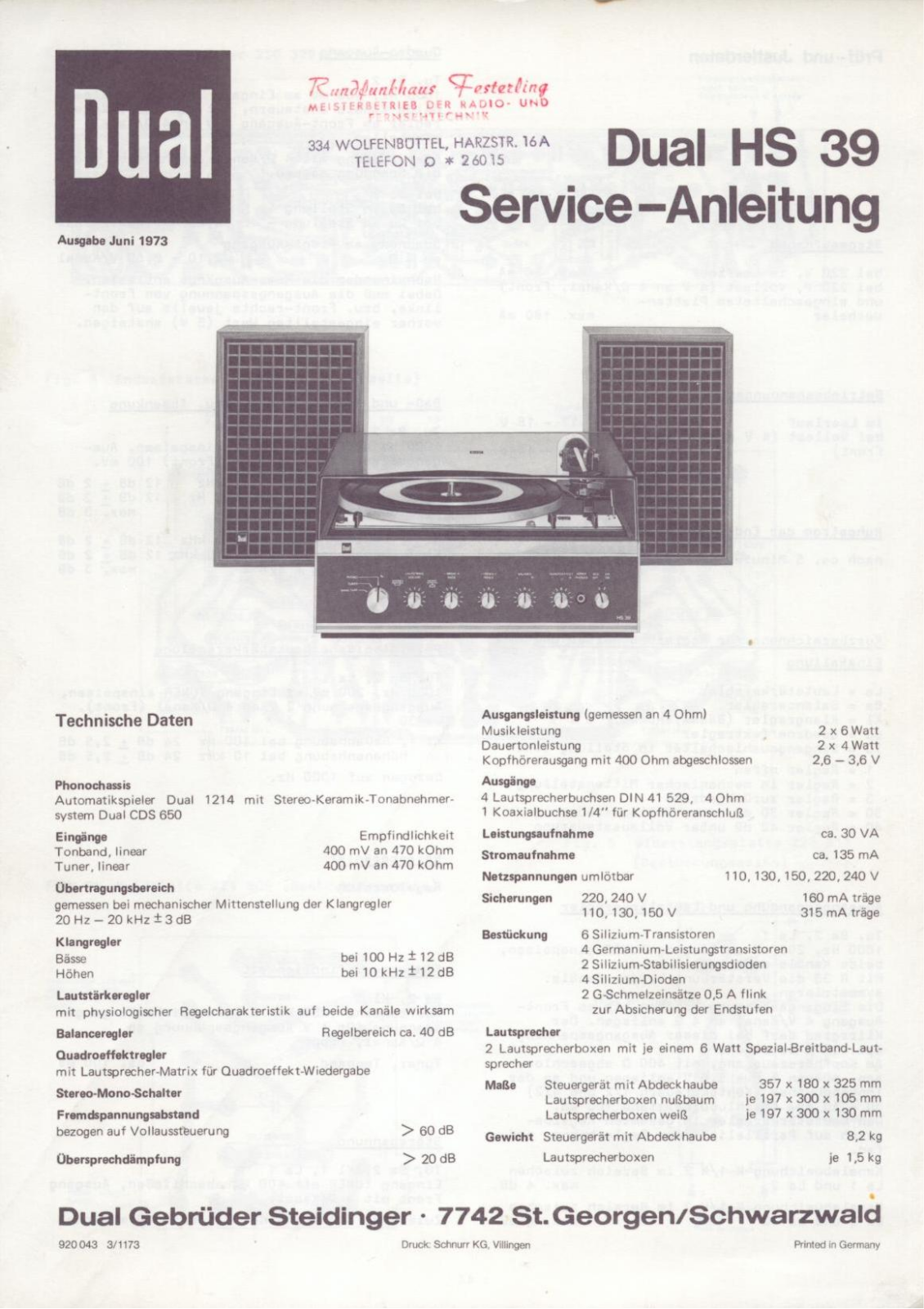 Dual HS-39 Service manual