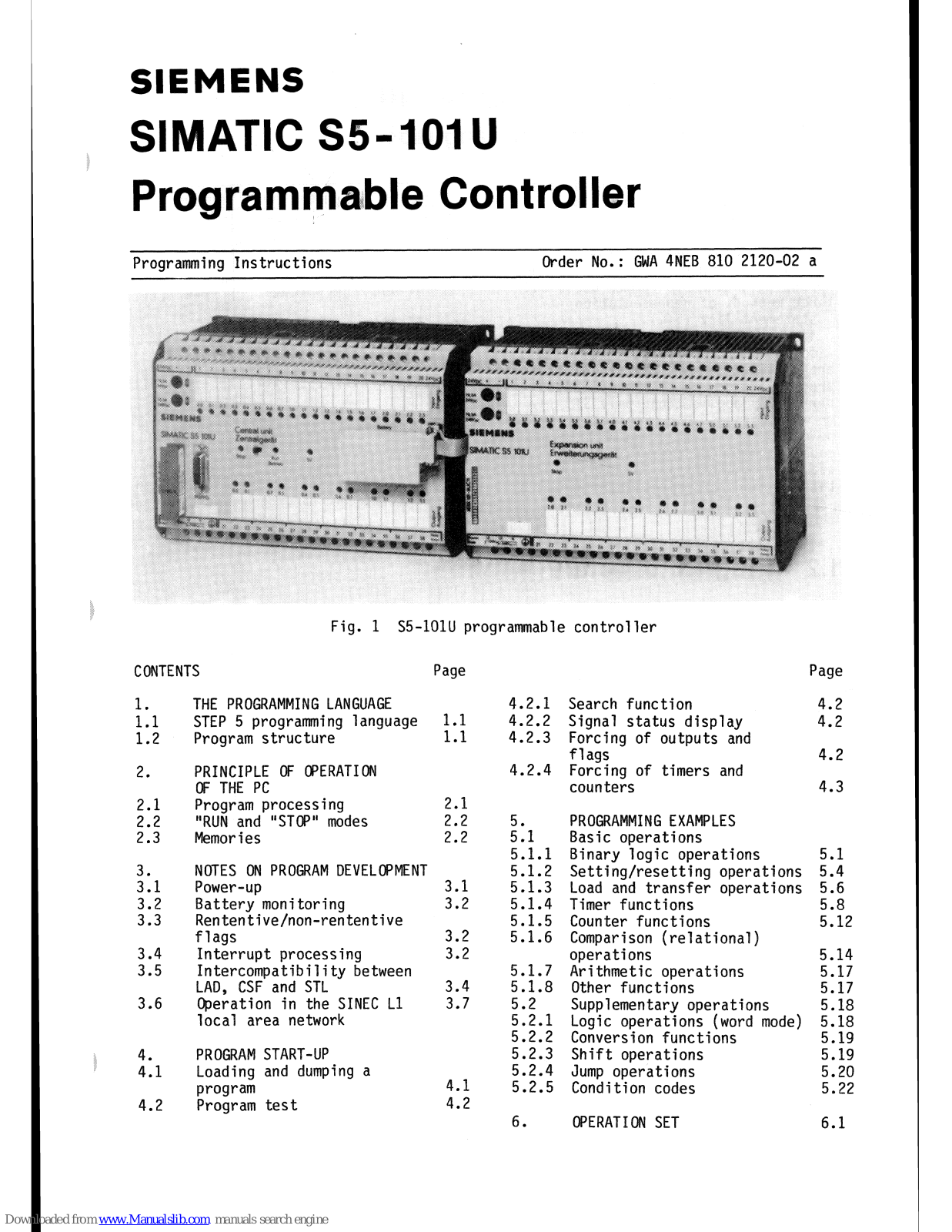 Siemens Simatic S5-101U Programming Instructions Manual - ManualMachine.com