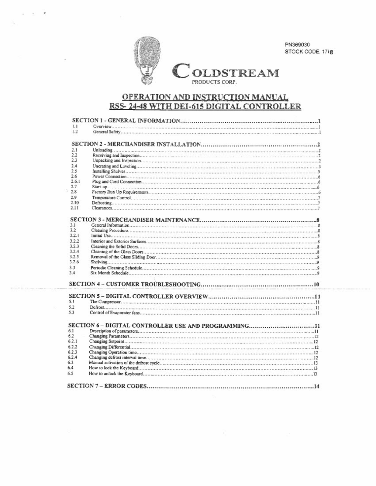 Cold Stream RSS-24 Installation  Manual