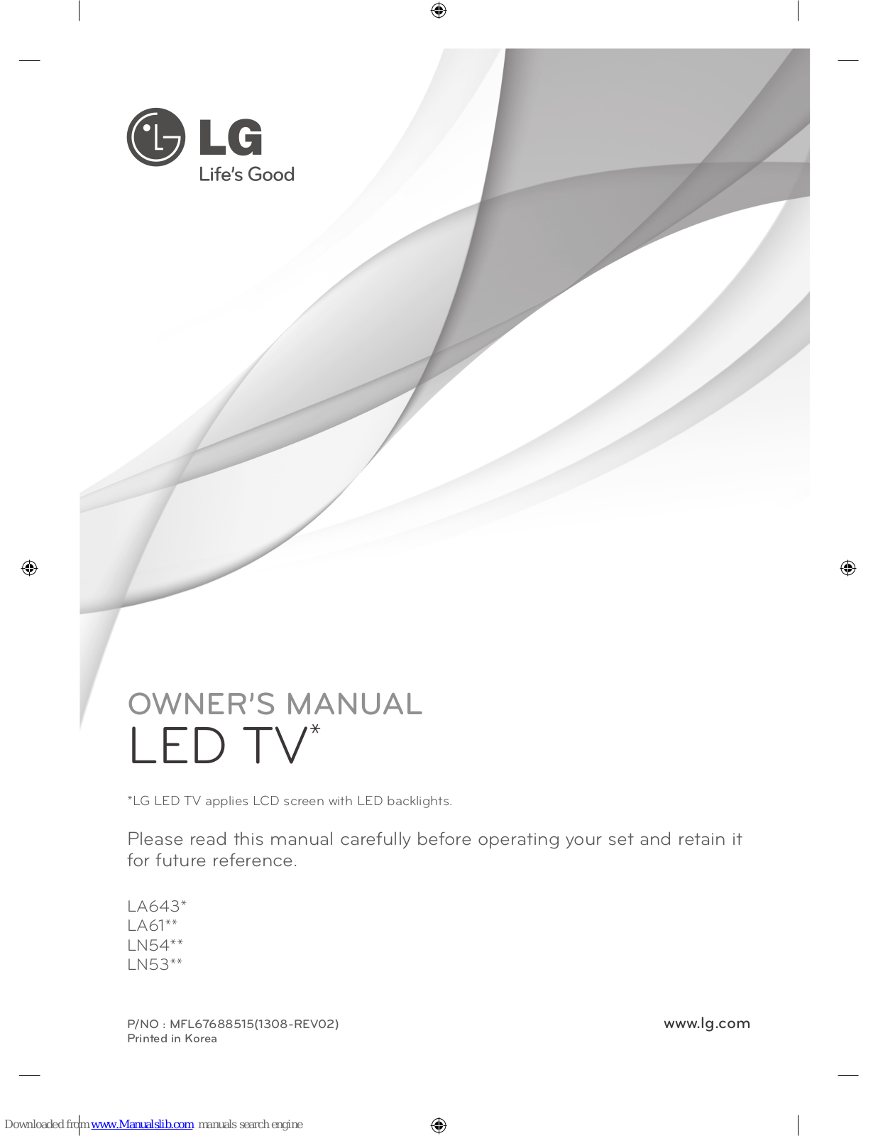 LG LA643 Series, LN54 Series, LA61 Series, LN53 Series Owner's Manual