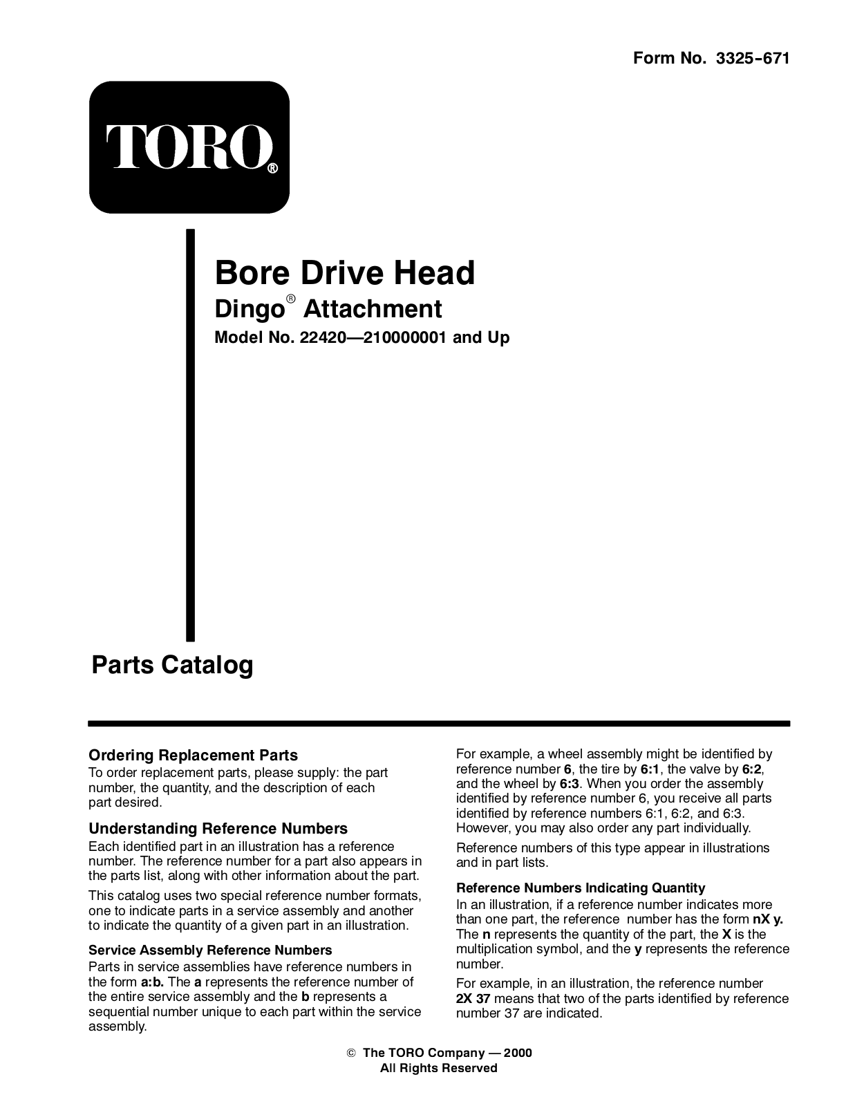 Toro 22420 Parts Catalogue