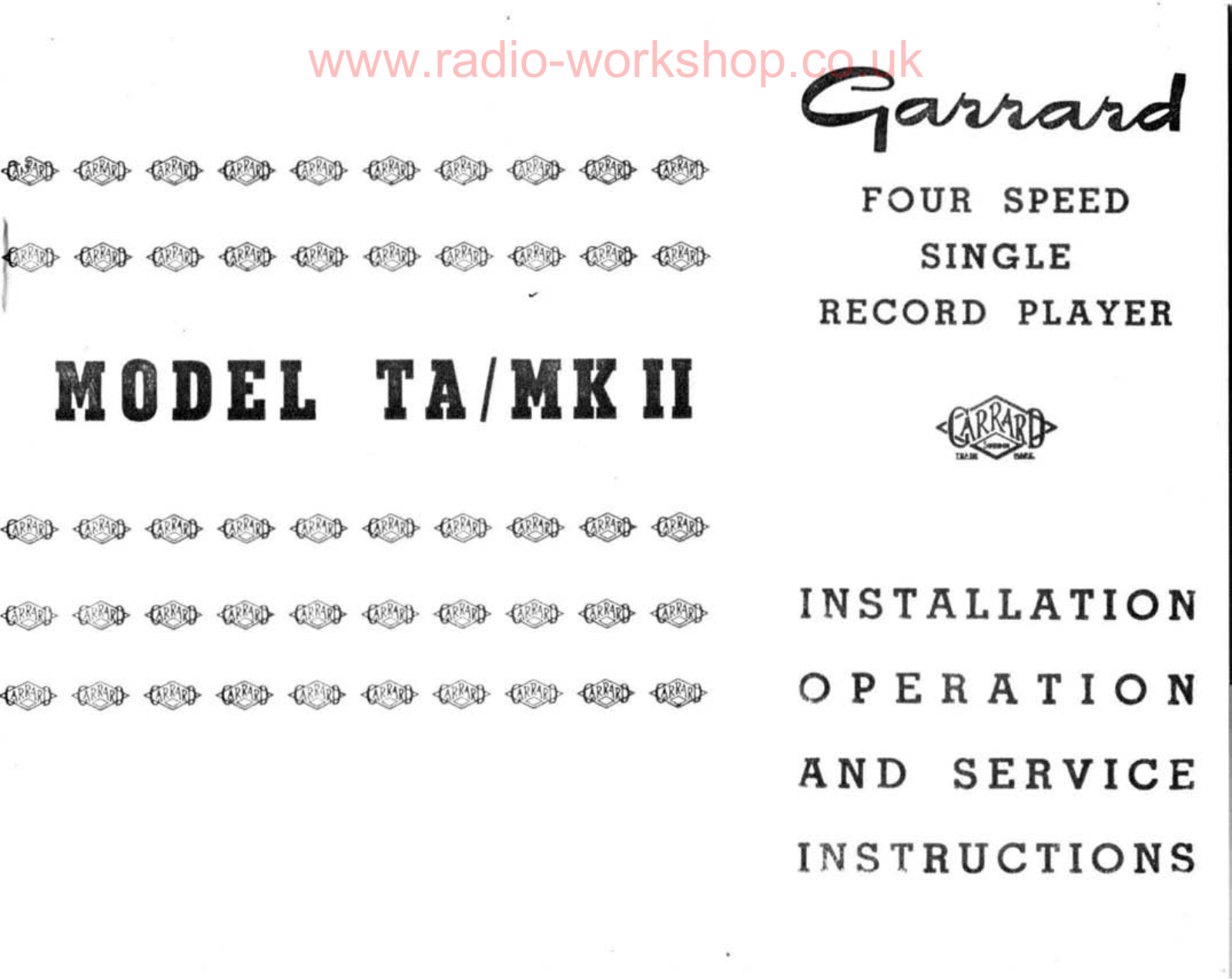 Garrard TA/MK II Installation, Operation & Service Manual - ManualMachine.com