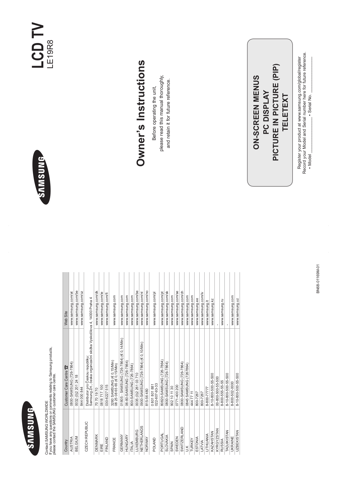 SAMSUNG LE-19R86WD User Manual