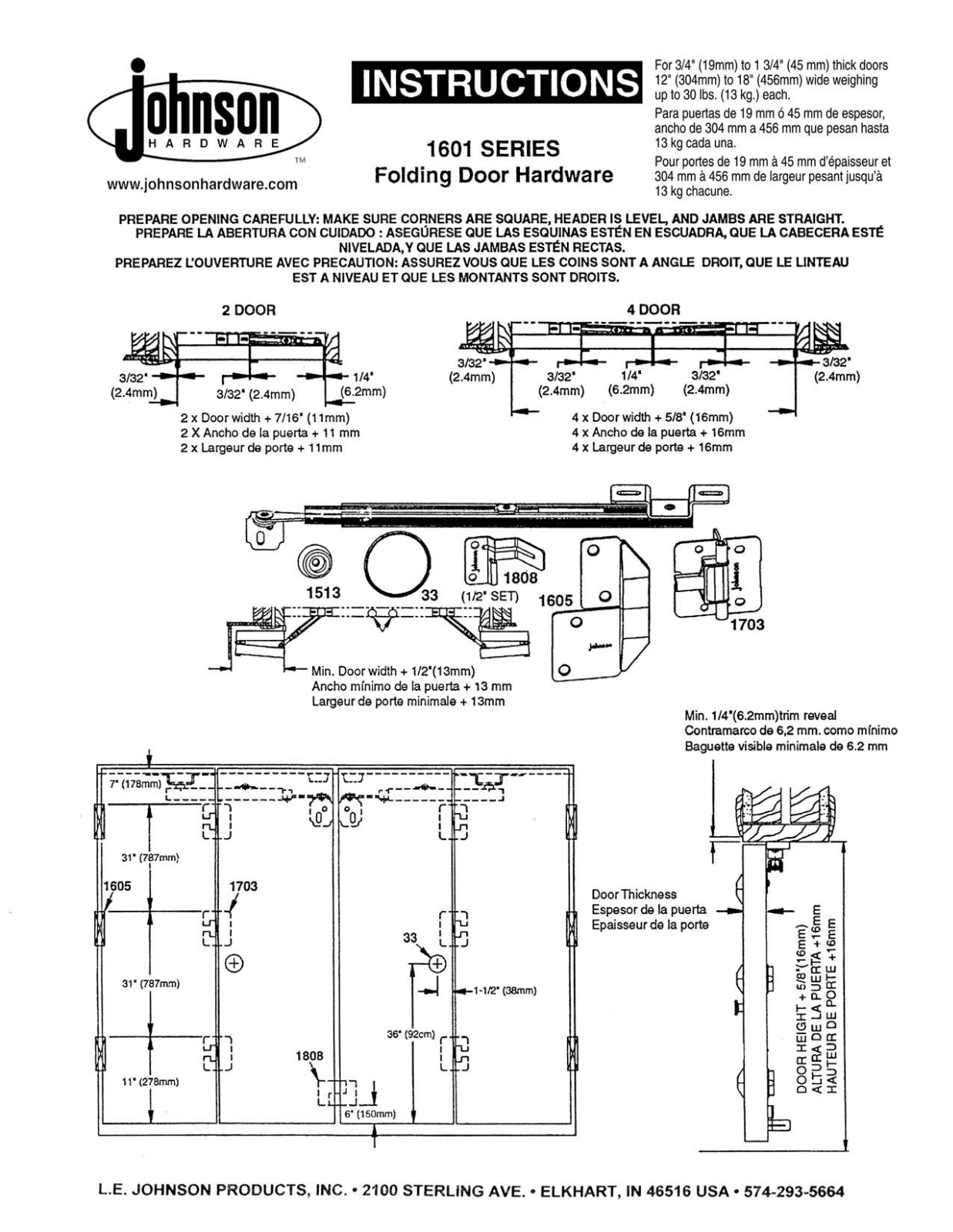 Johnson Hardware 1601 User Manual