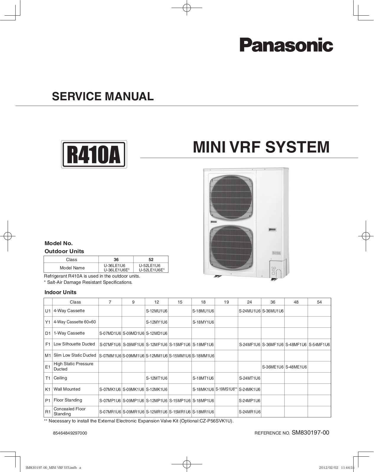 Panasonic CZ-P56SVK1U, S-07MD1U6, S-07MF1U6, S-07MM1U6, S-07MK1U6 service manual