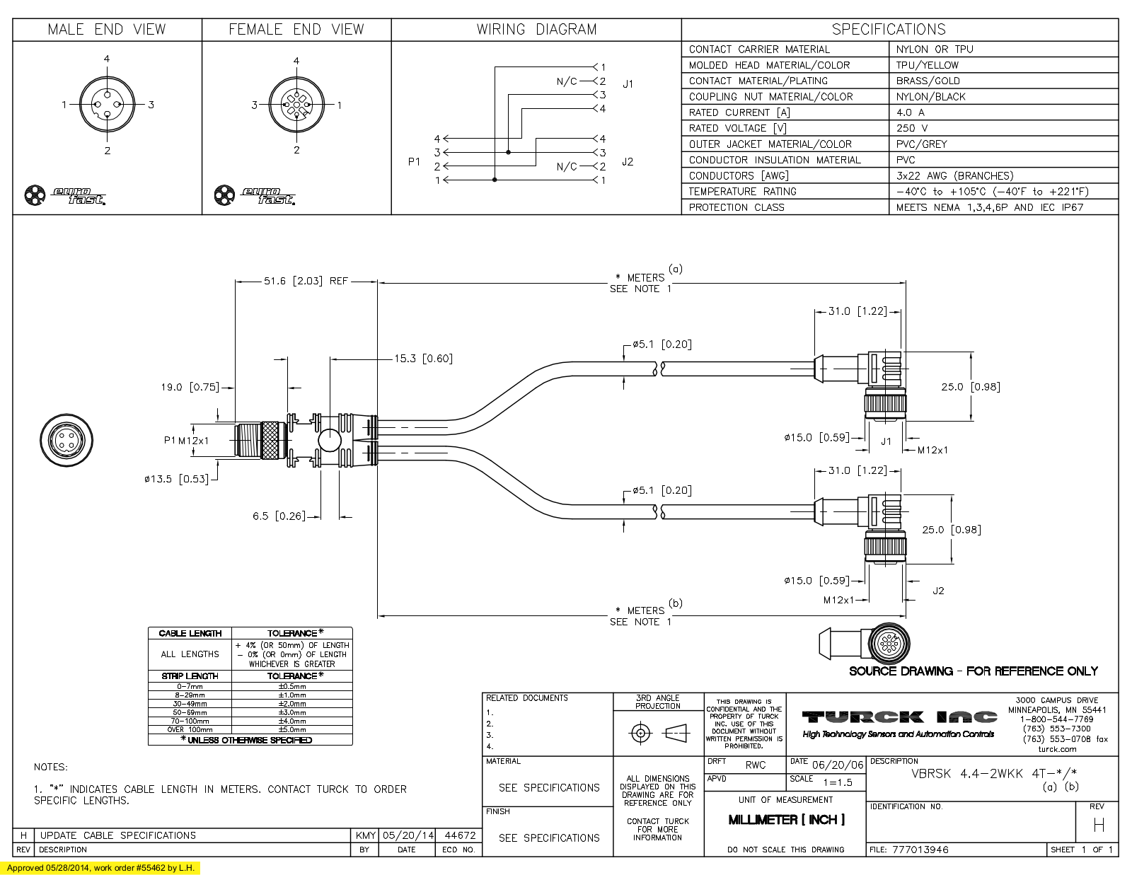 Turck VBRSK4.4-2WKK4T-0.3/0.5 Specification Sheet