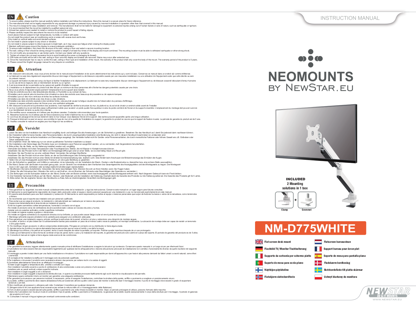 Neomounts NM-D775WHITE User guide