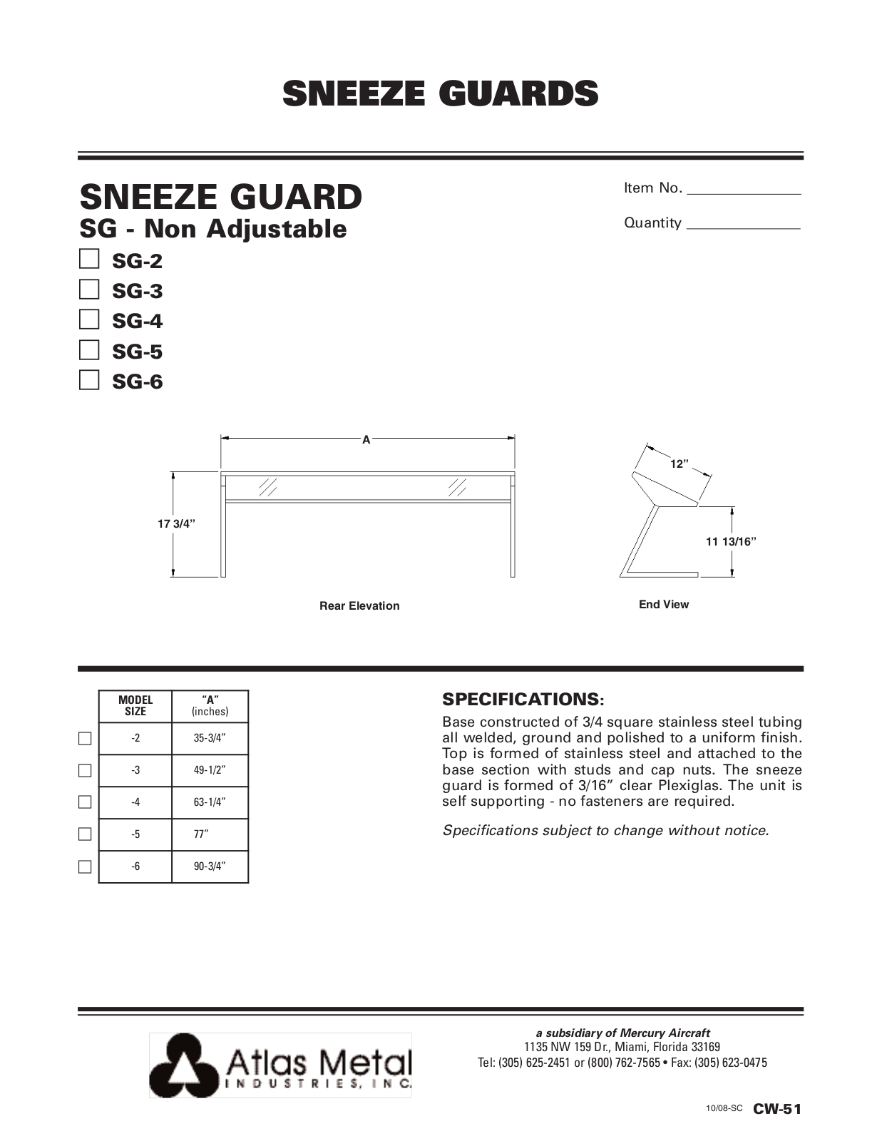 Atlas Metal SG-2 User Manual