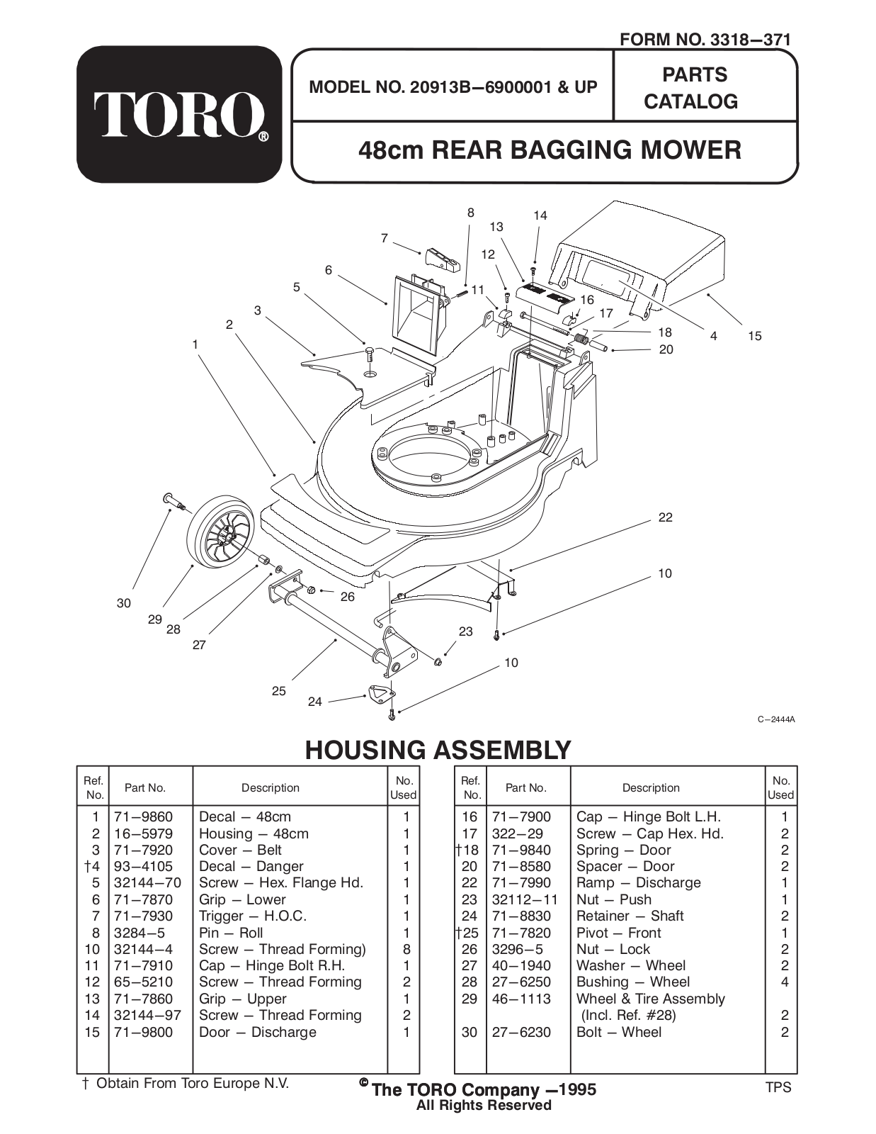 Toro 20913B Parts Catalogue