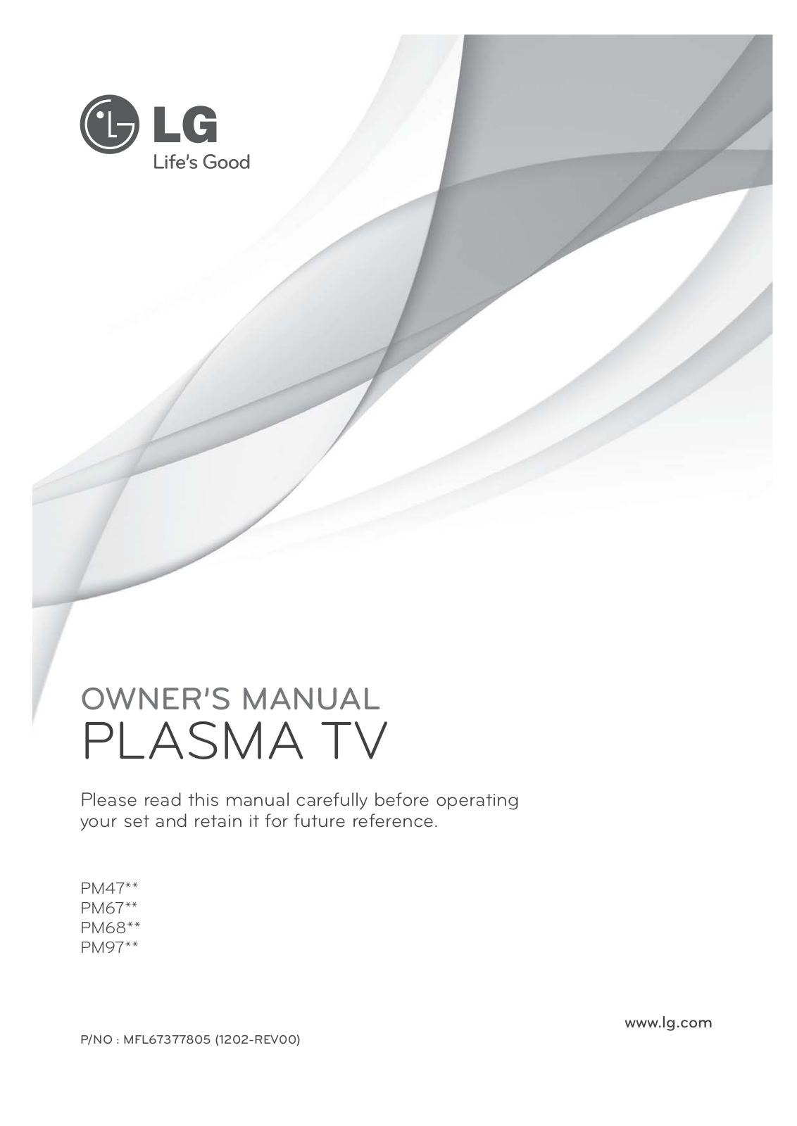 LG Electronics PLASMA TV OWNER’S MANUAL