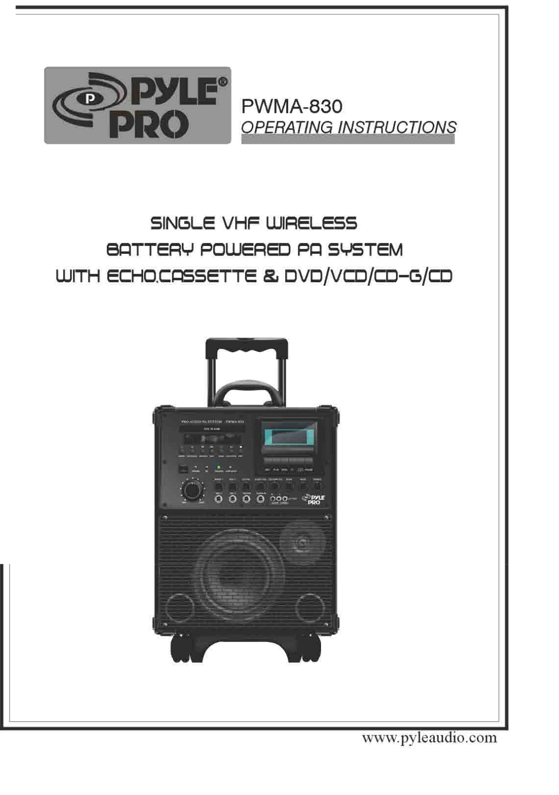 PYLE Audio PWMA-830 User Manual