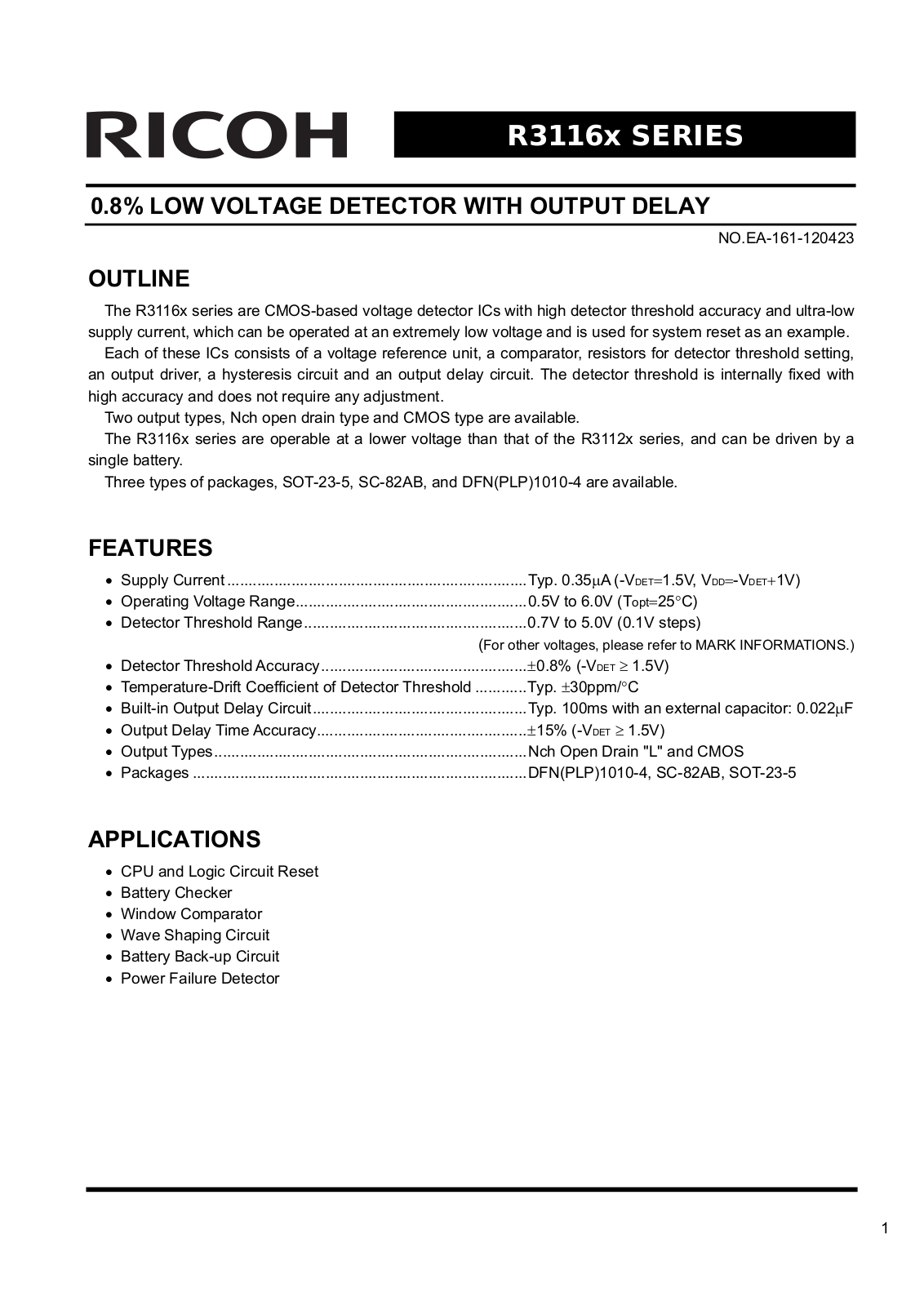 RICOH R3116x Technical data