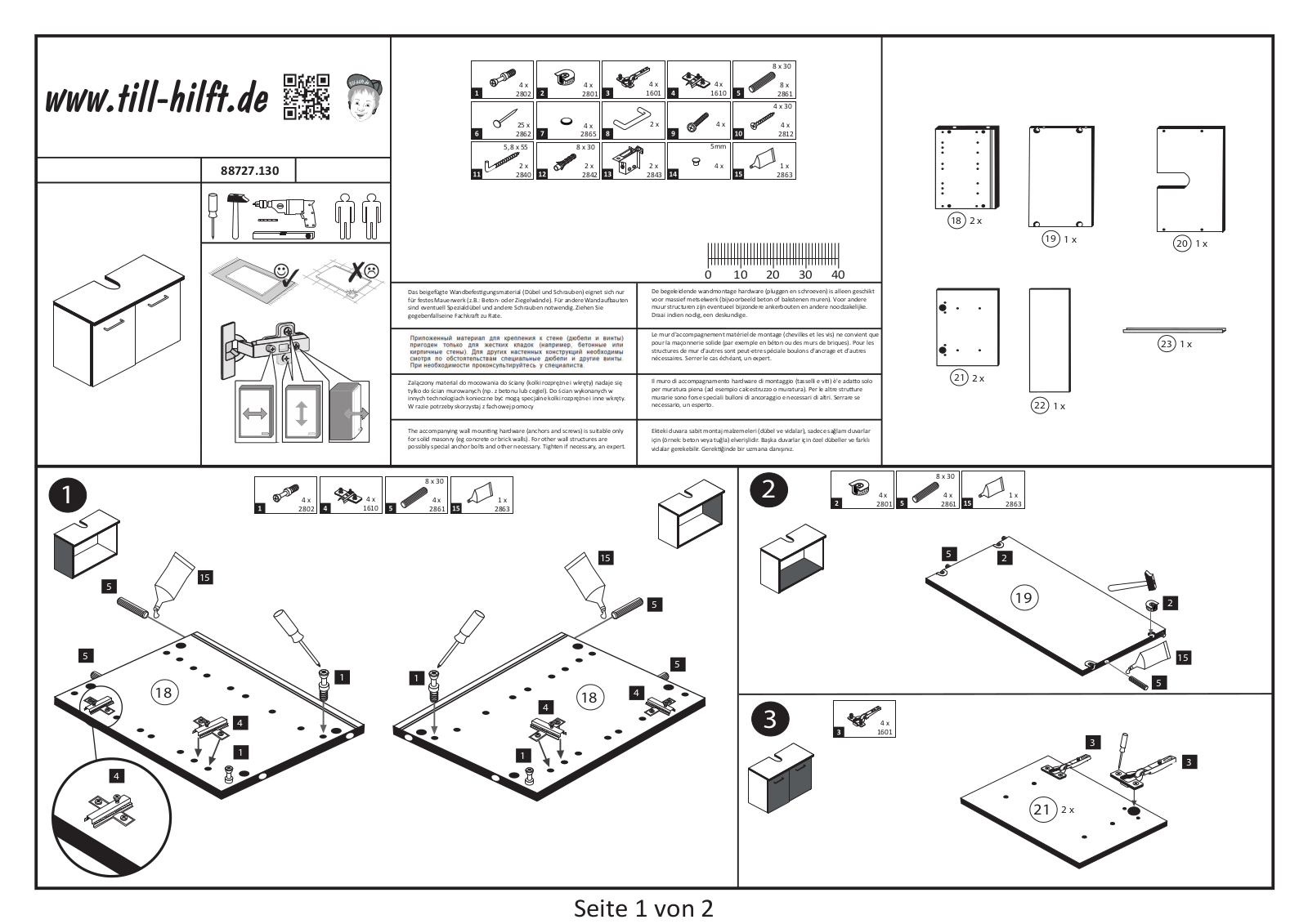 HELD MOBEL Avignon US 60 Assembly instructions