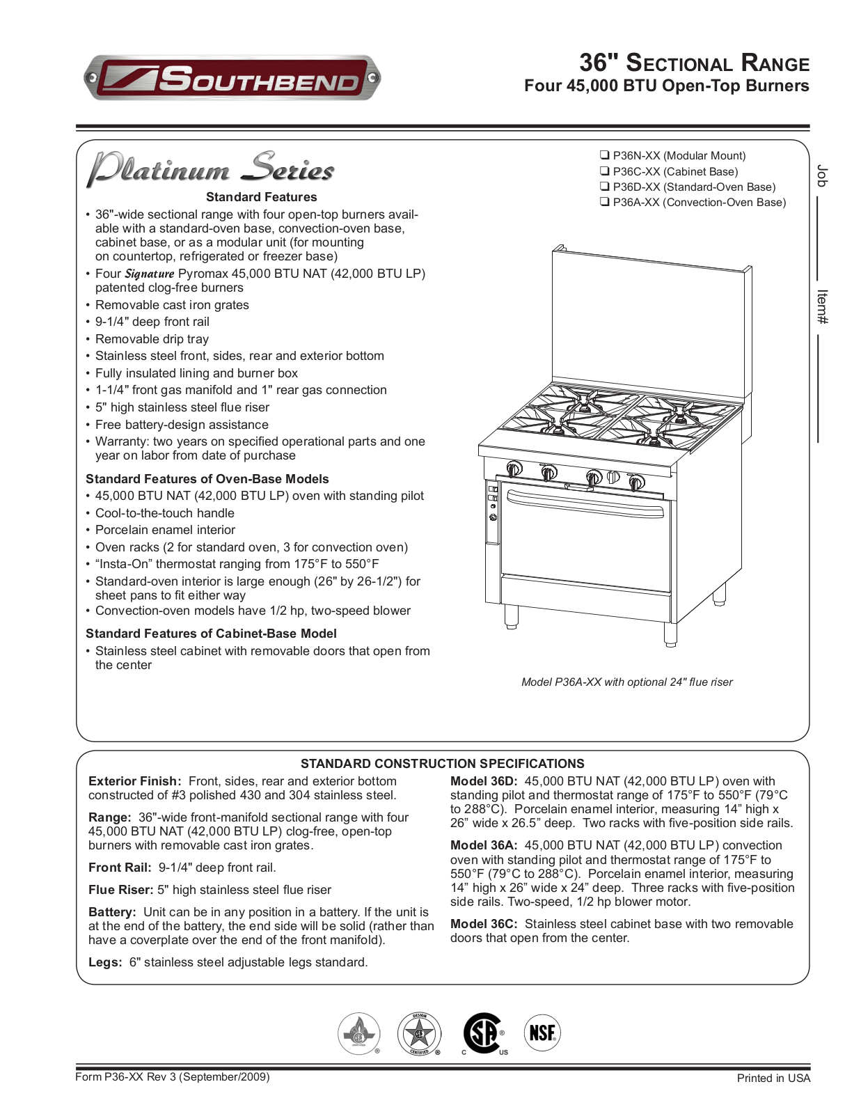 Southbend P36N-XX, P36C-XX, P36D-XX General Manual