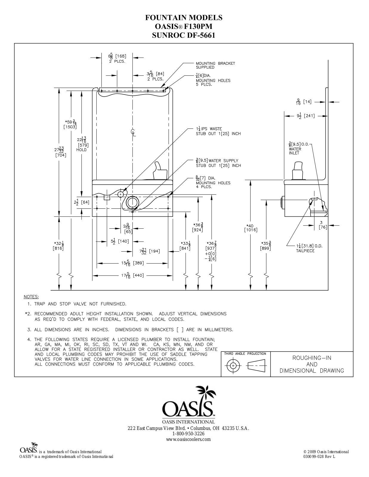 Oasis F130PM Installation Manual