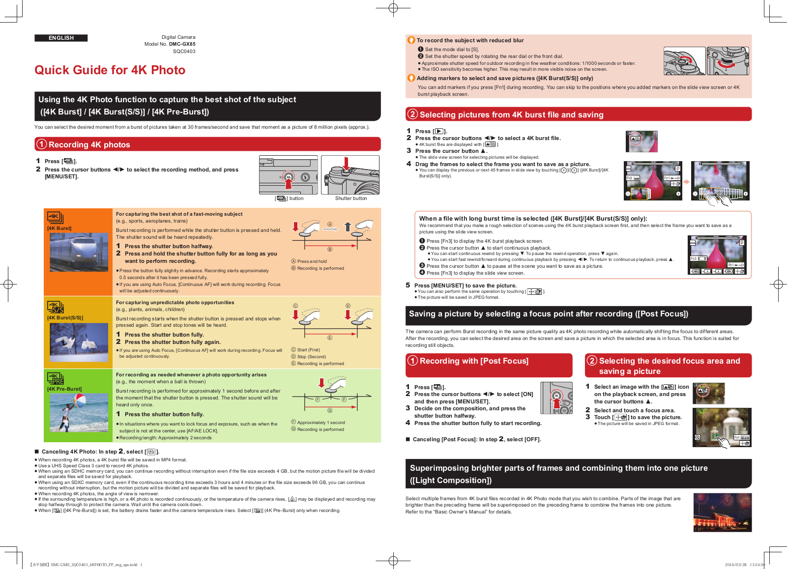 Panasonic DMC-GX-85 Quick Guide