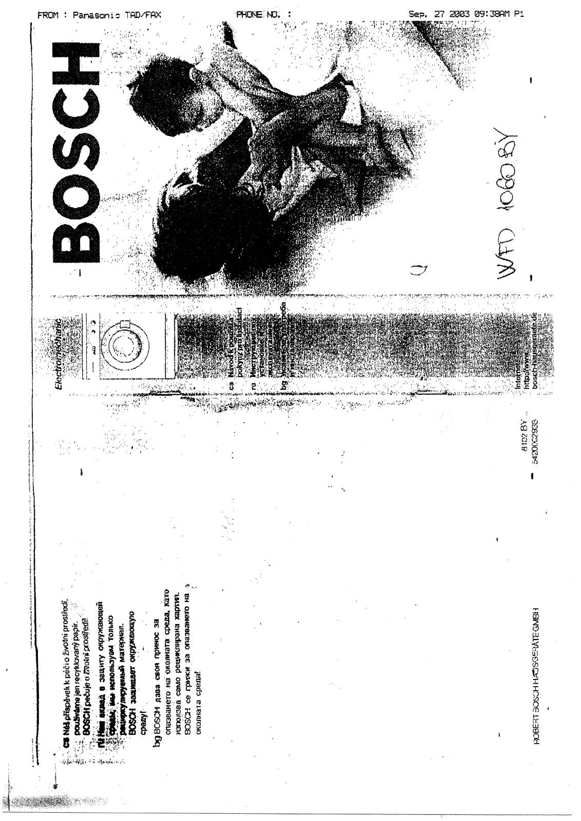 Bosch WFD 1060BY User manual
