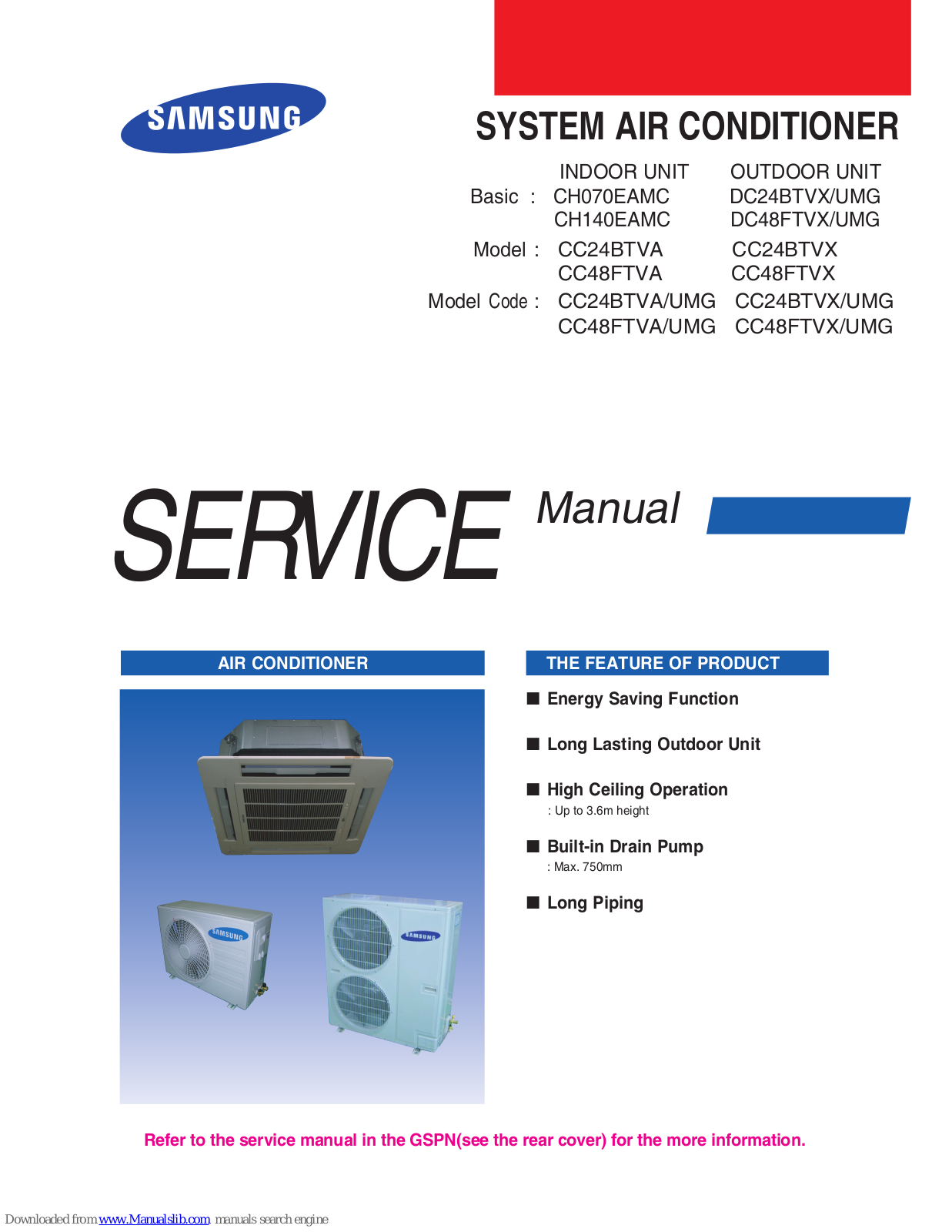 Samsung CC24BTVA/UMG, CC48FTVA/UMG, CC48FTVA, CC24BTVX/UMG, CH140EAMC Service Manual