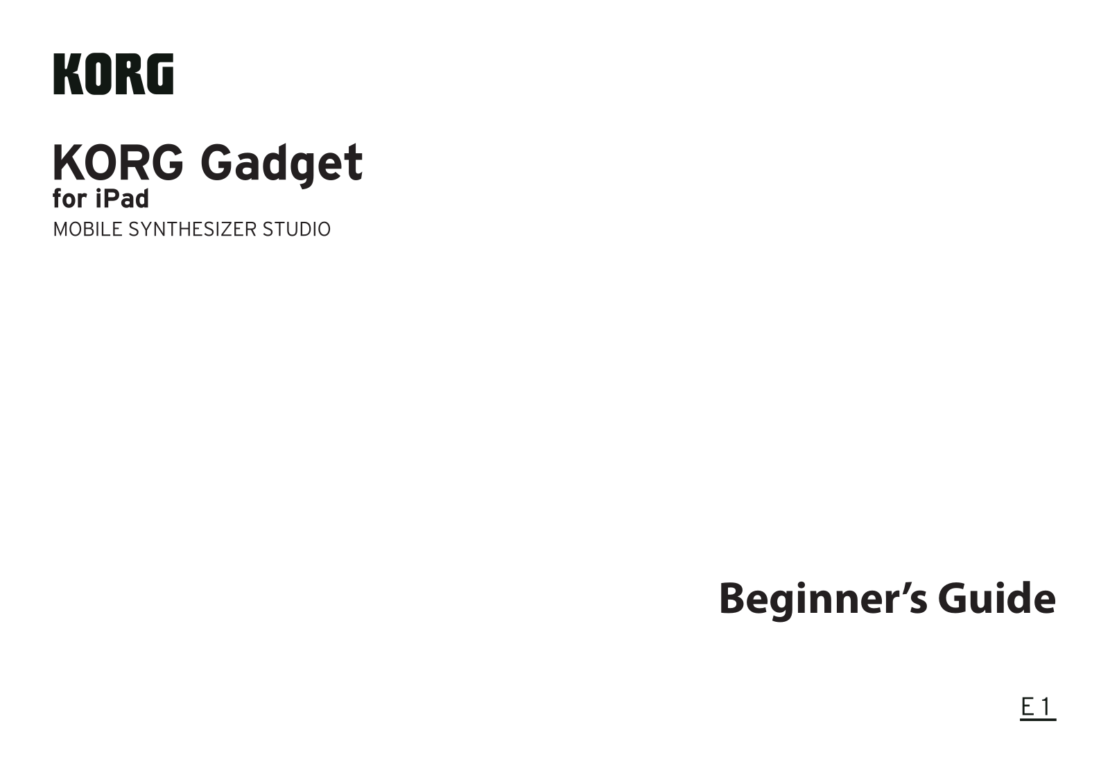 Korg Gadget Beginner's Manual