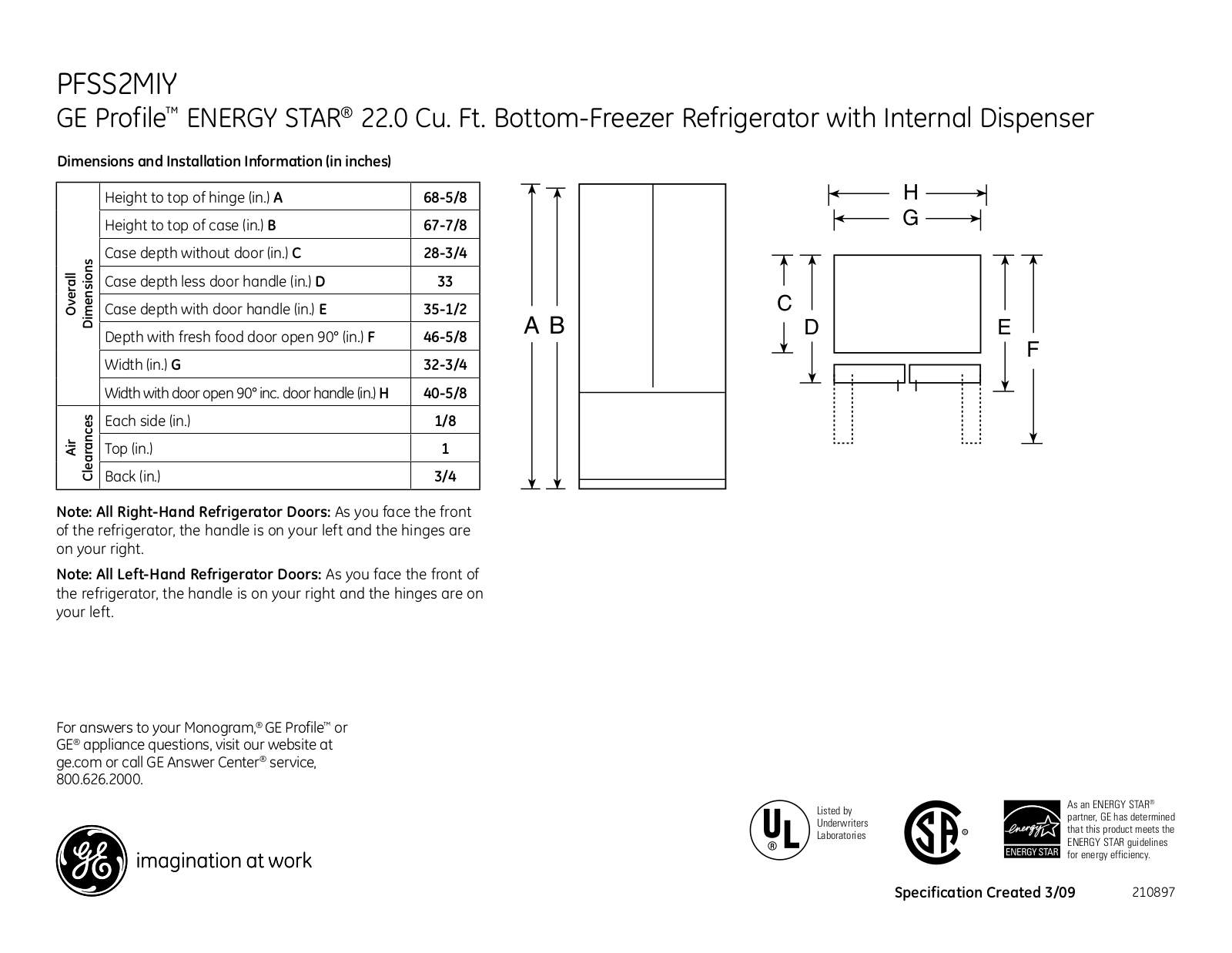 General Electric PFSS2MIYSS User Manual