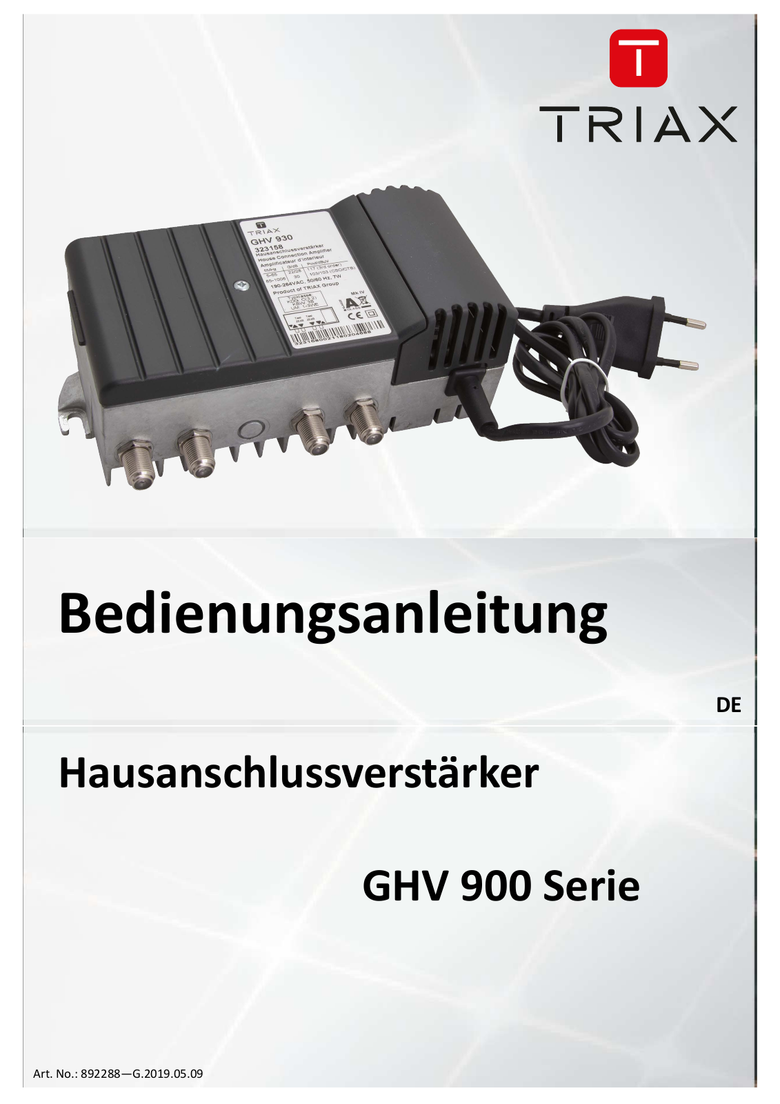 Triax GHV 920, GHV 930, GHV 935, GHV 940 User guide