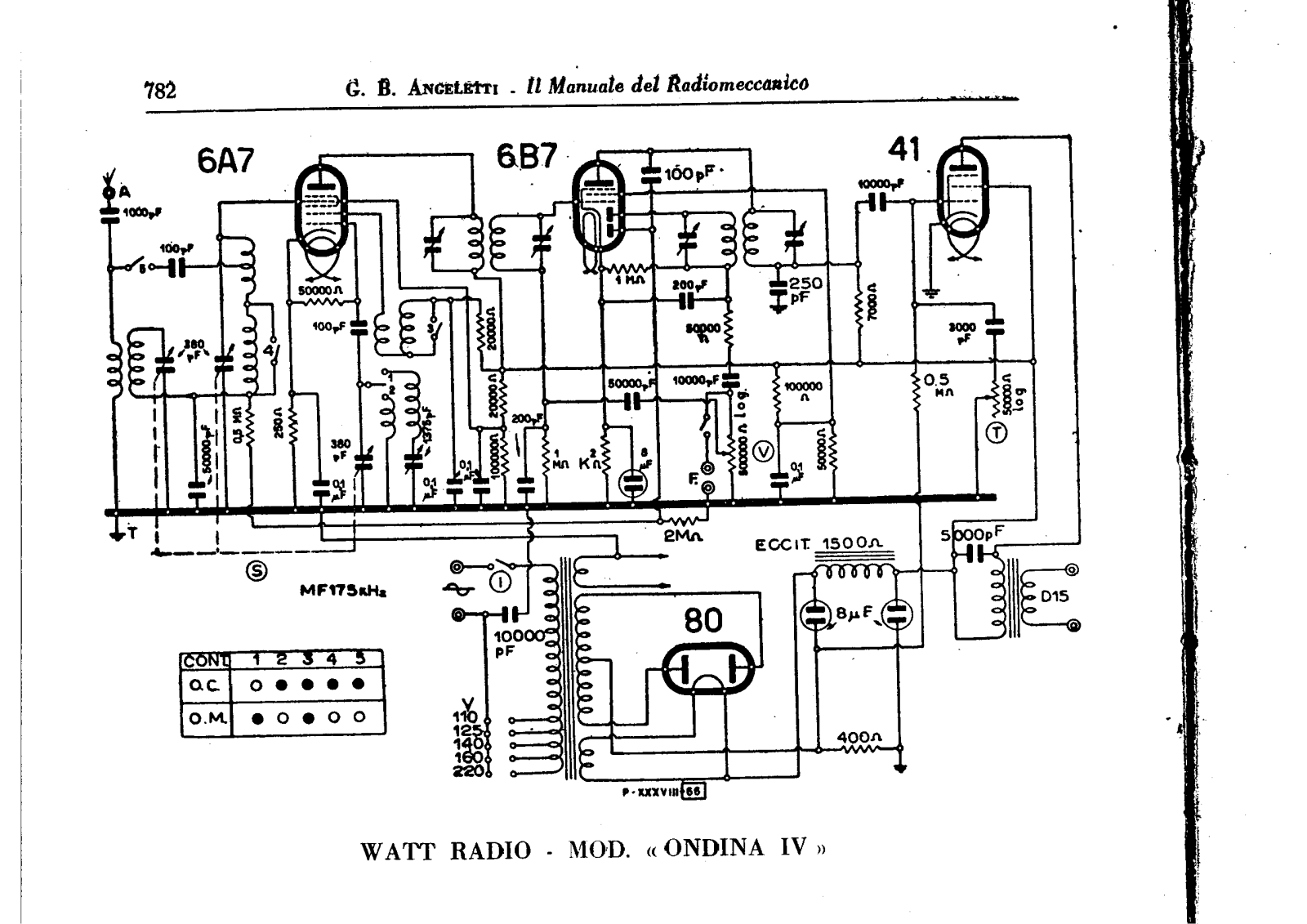 Watt Radio ondina iv schematic