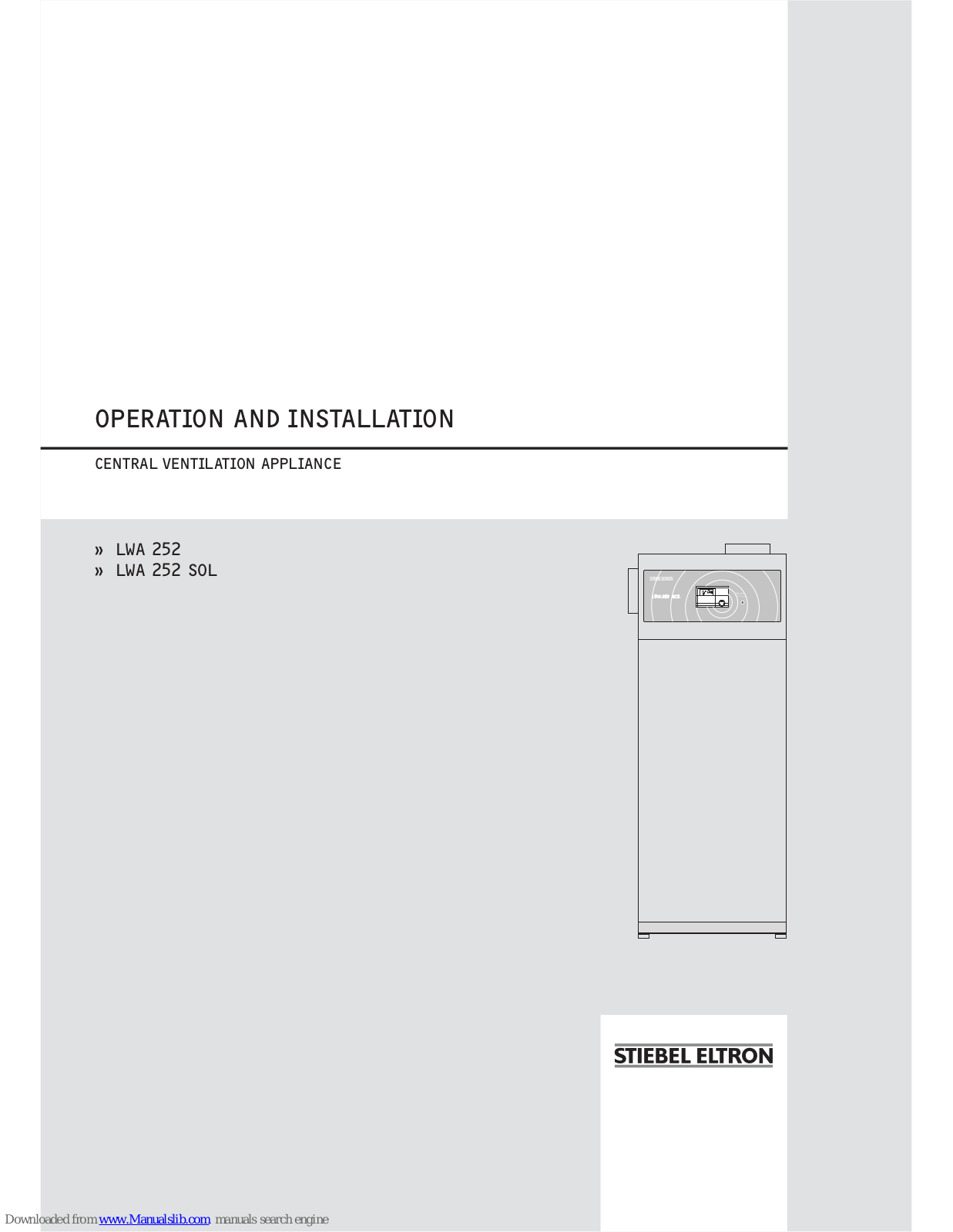 STIEBEL ELTRON LWA 252, LWA 252 SOL Operation And Installation