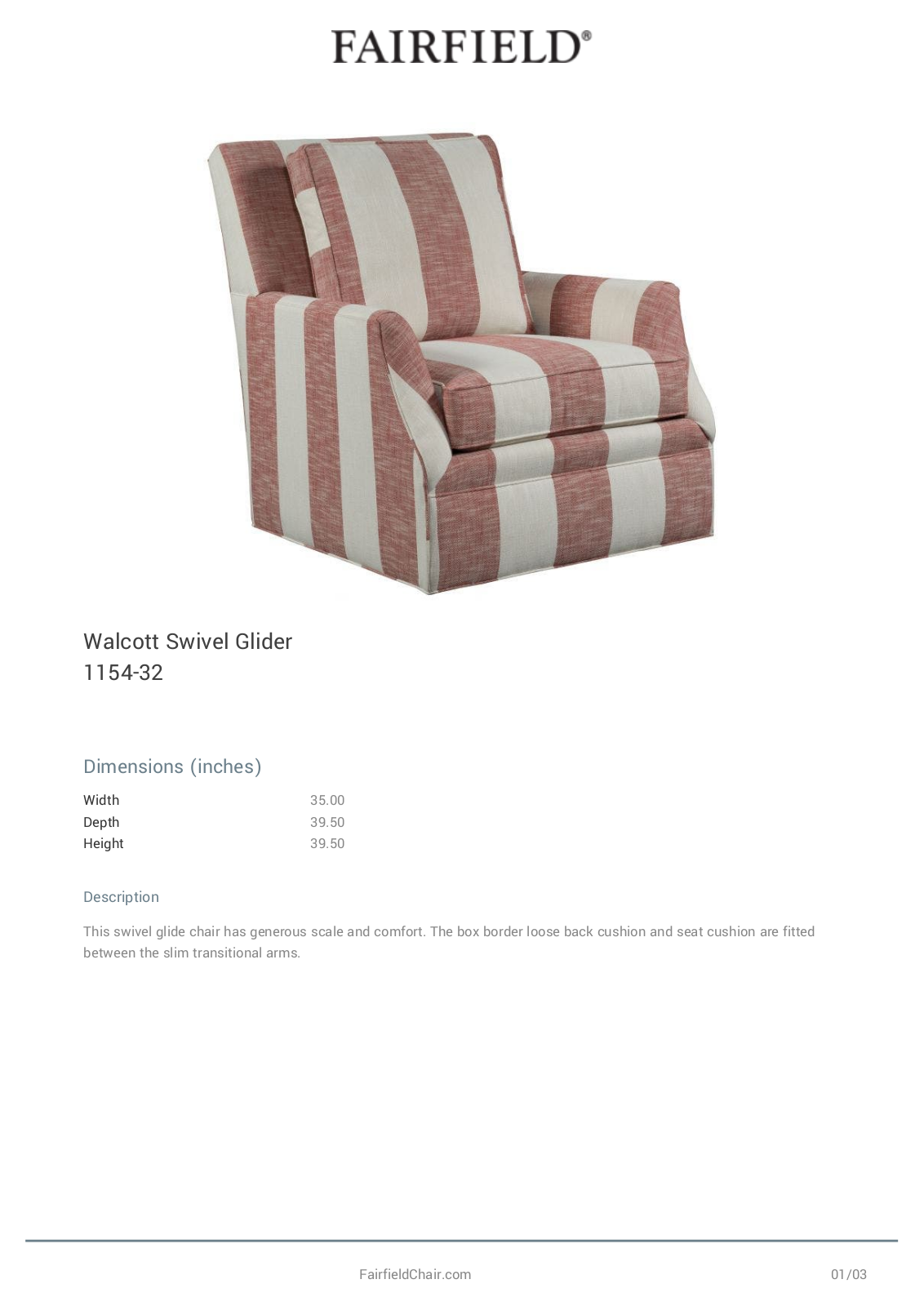 Fairfield Chair EAOD1791 Specifications - ManualMachine.com