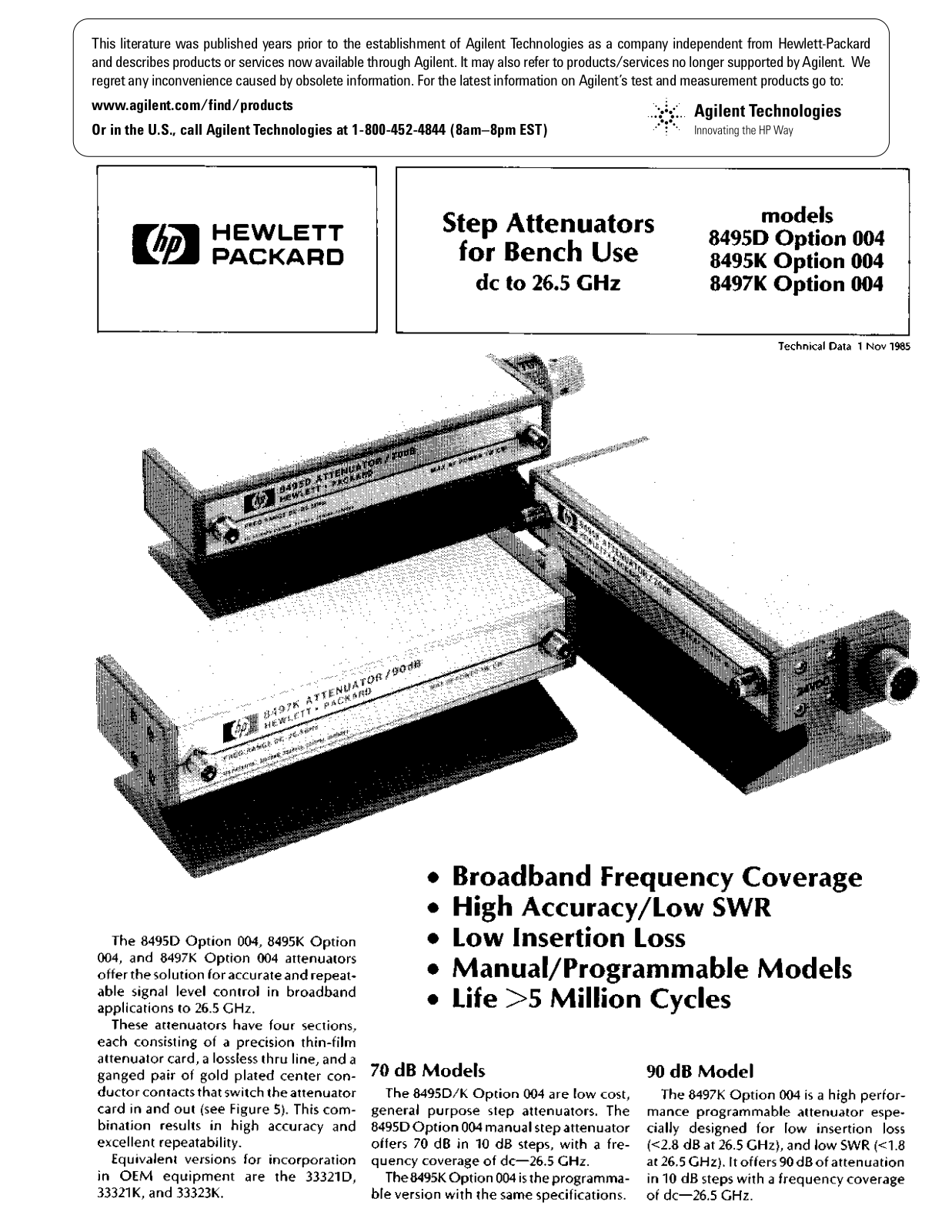 Keysight (Agilent) 8495D Specifications Sheet