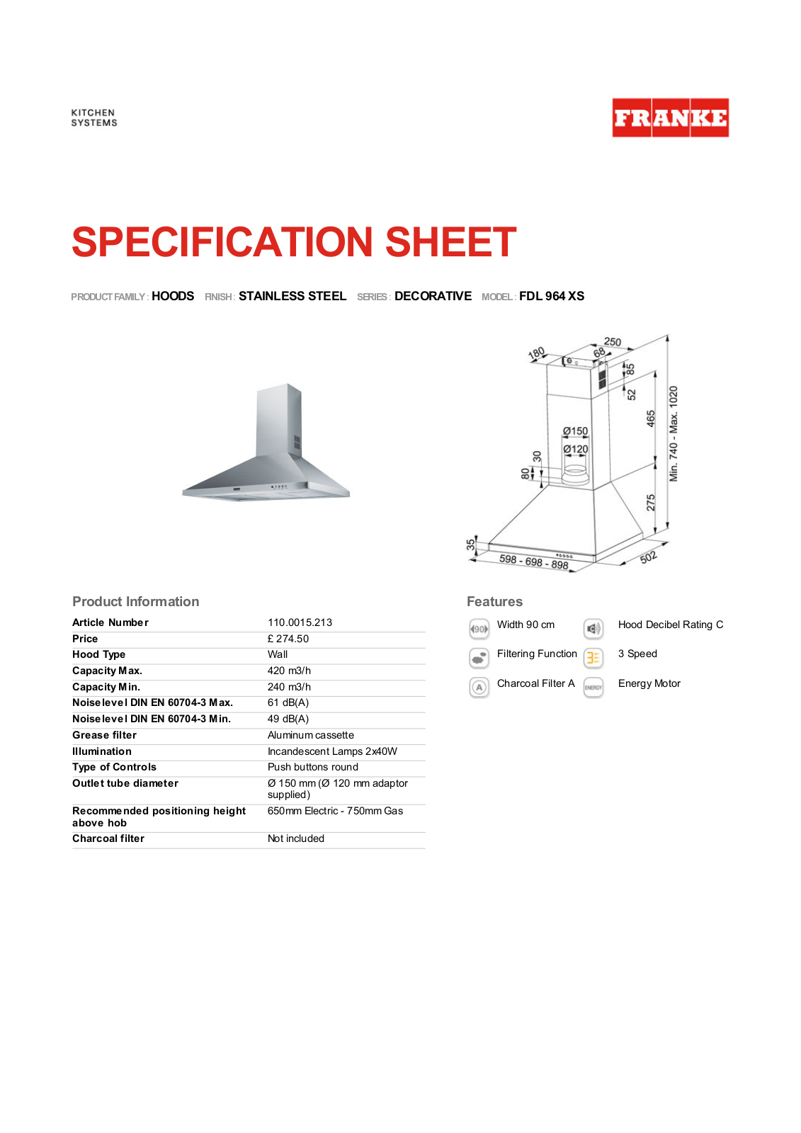 Franke Foodservice FDL 964 XS User Manual