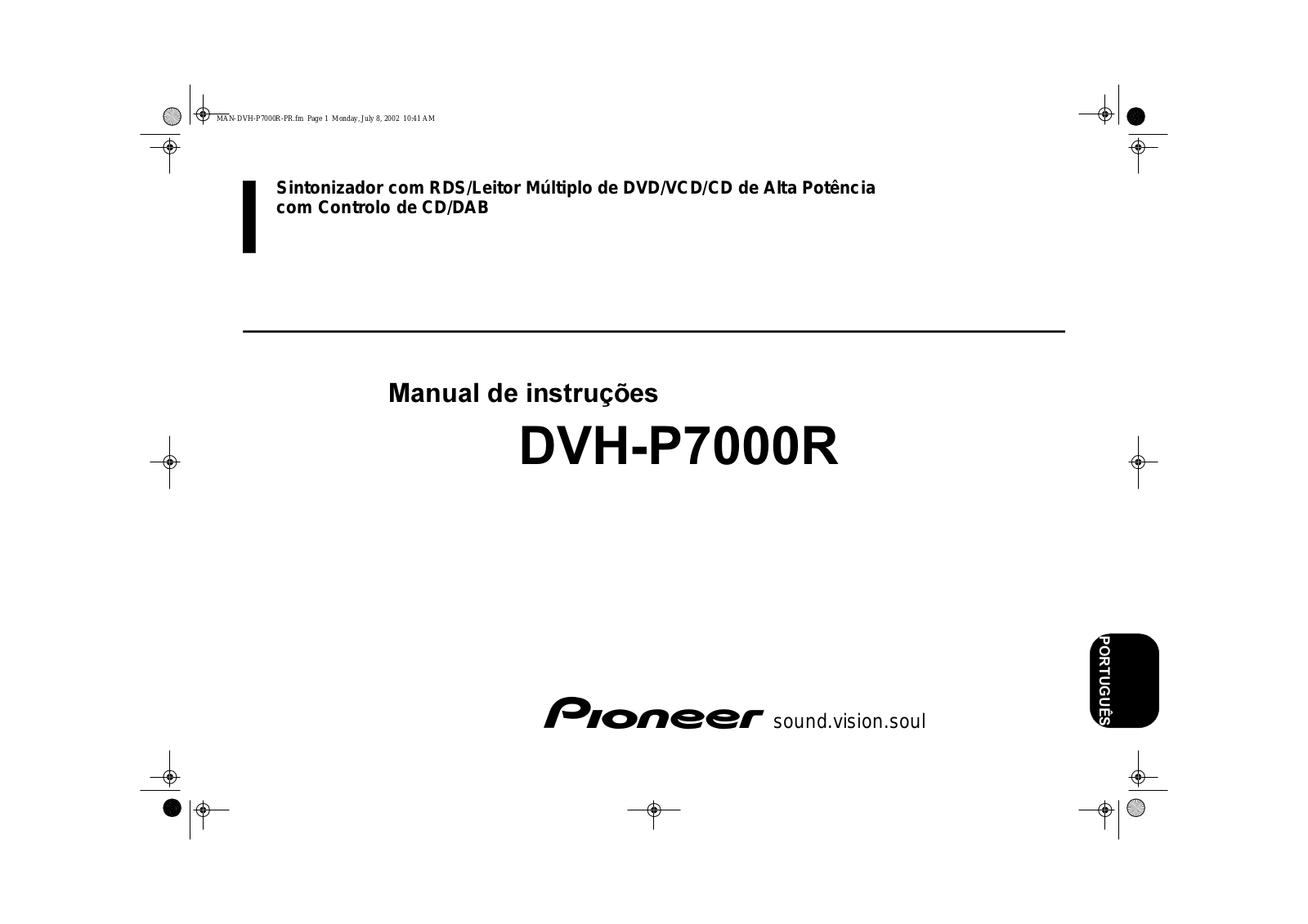 Pioneer DVH-P7000R User manual