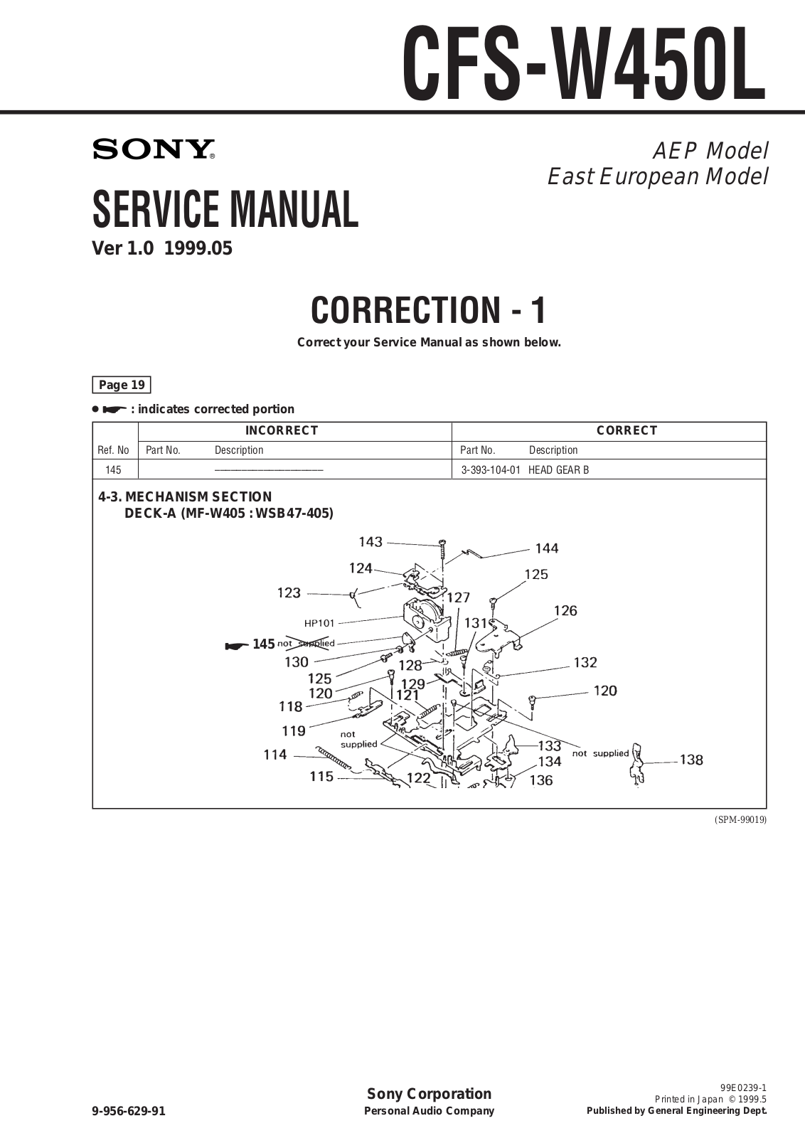 SONY CFS W450L Service Manual