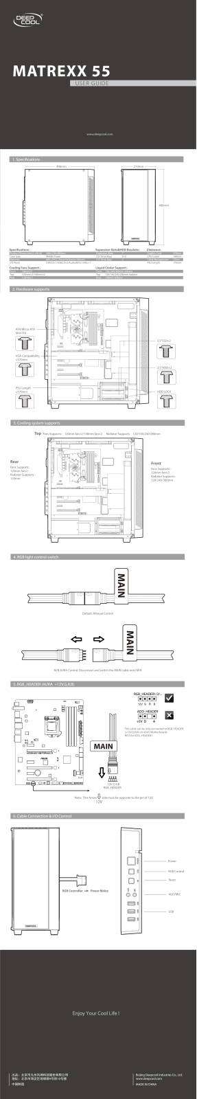 DeepCool Matrexx 55 operation manual