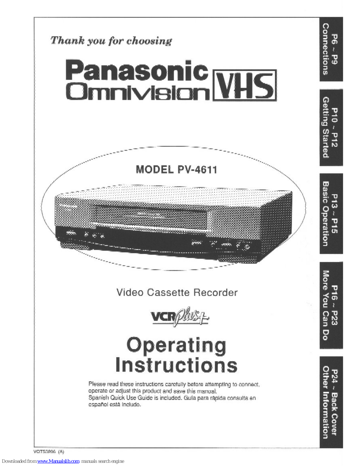 Panasonic Omnivision PV-4611 Operating Instructions Manual