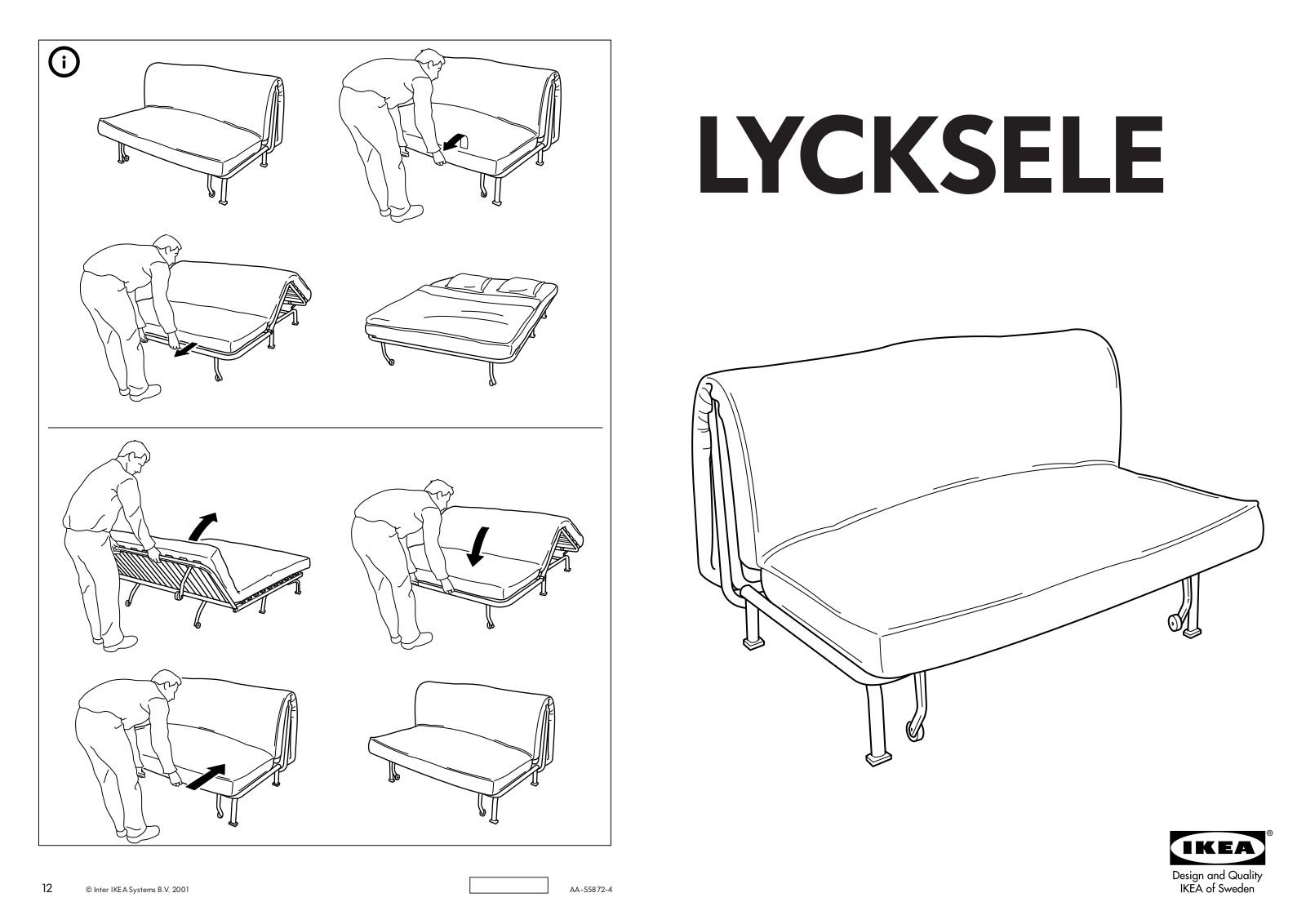 IKEA LYCKSELE FRAME SOFABED Assembly Instruction