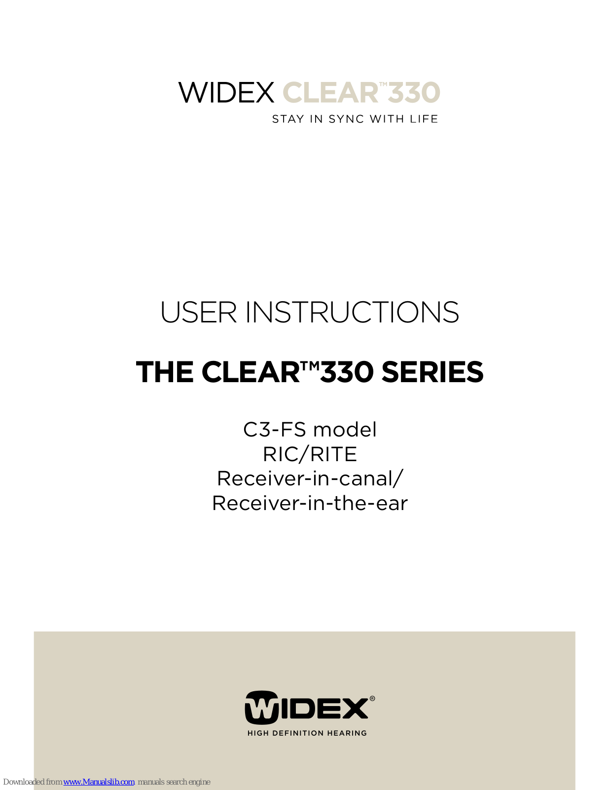 Widex C3-FS User Instructions