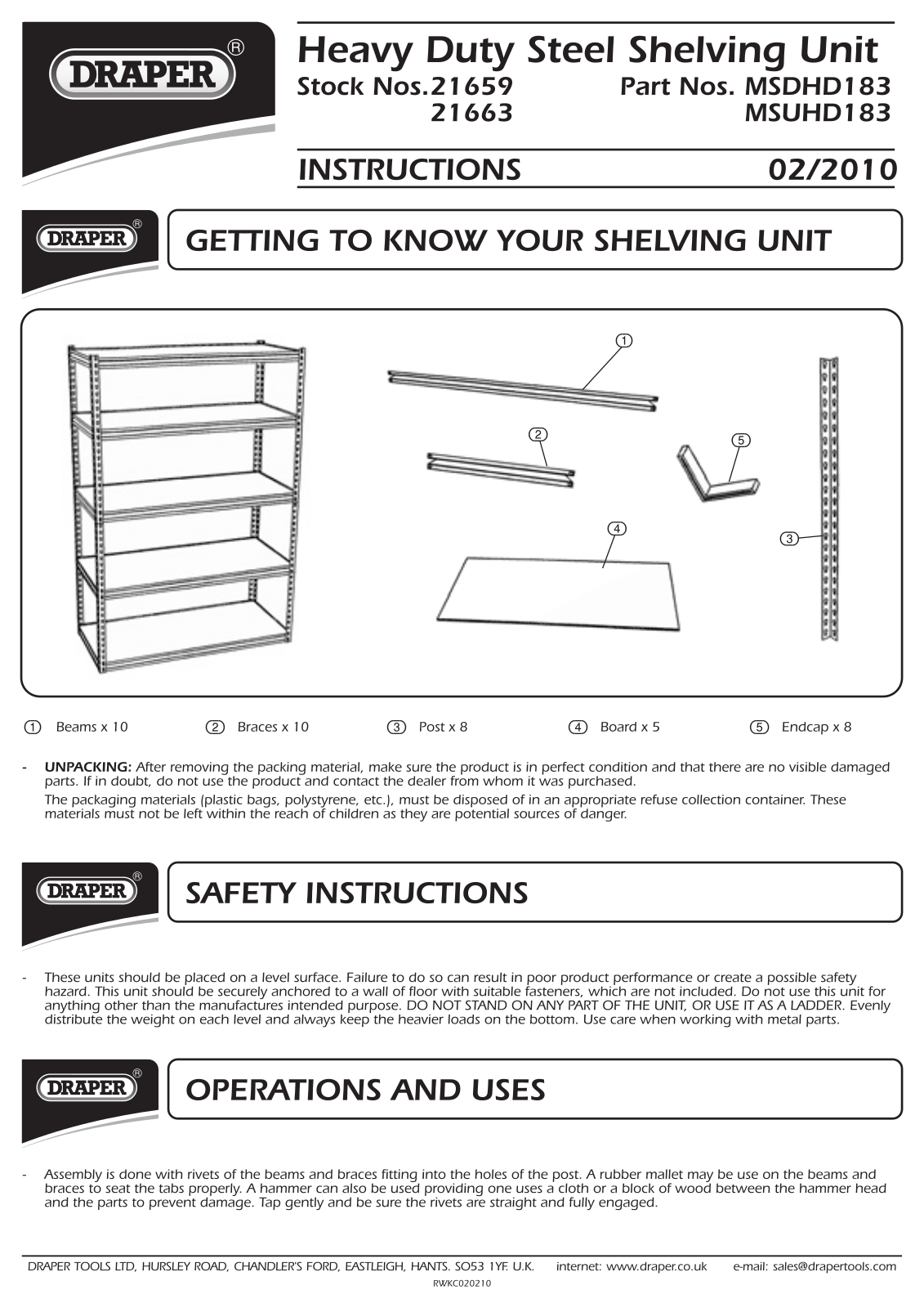 Draper Tools 21659 Instructions - ManualMachine.com