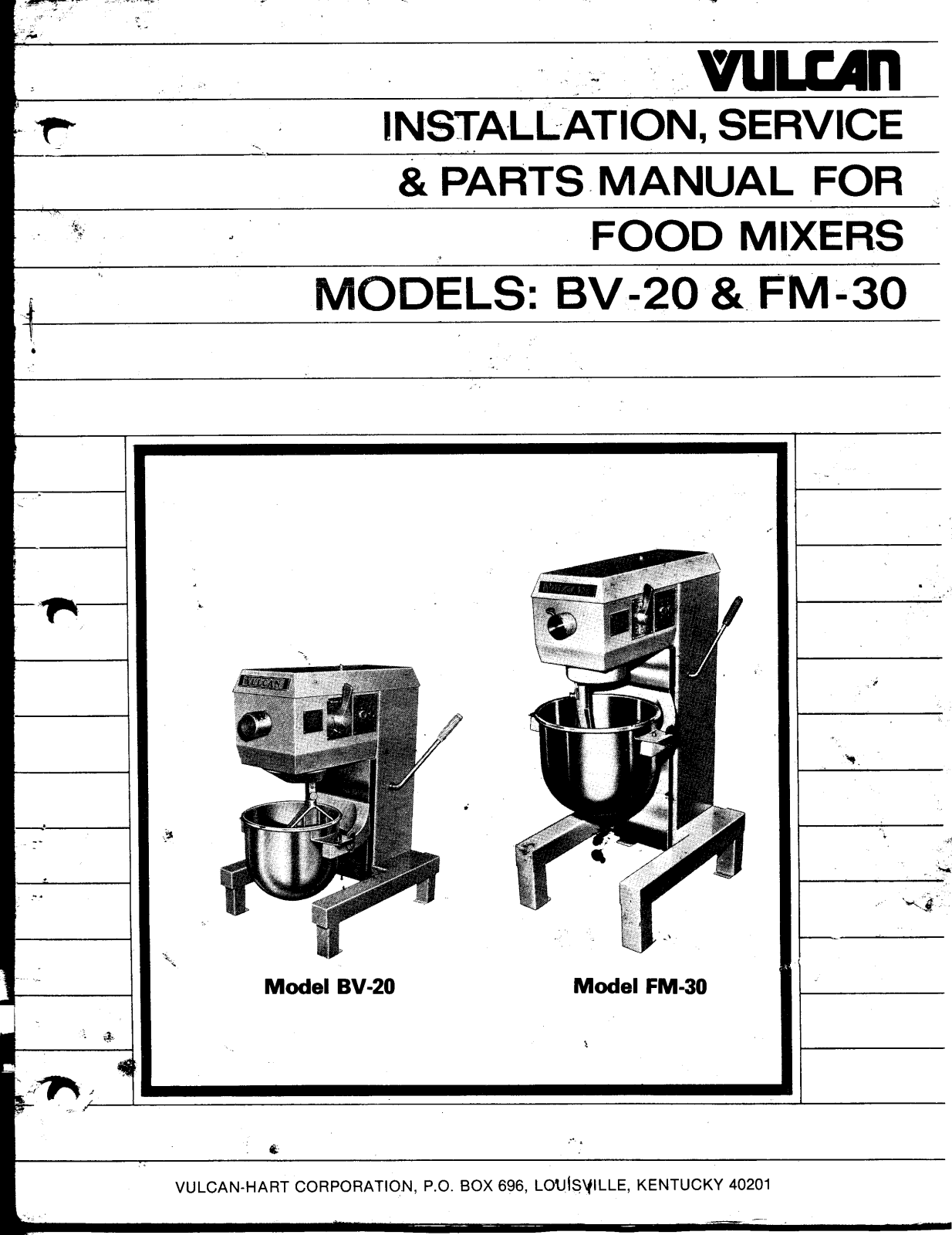 Vulcan BV-20 Service Manual