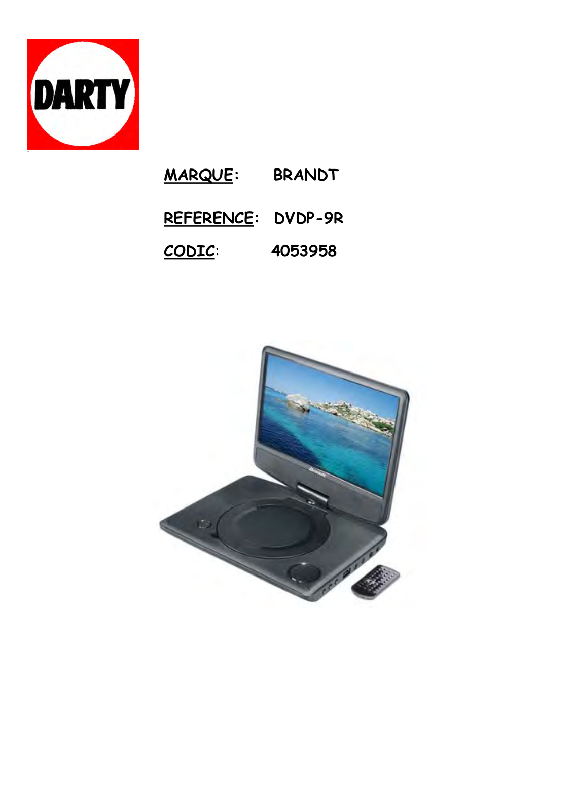 Brandt DVDP-9R User Manual