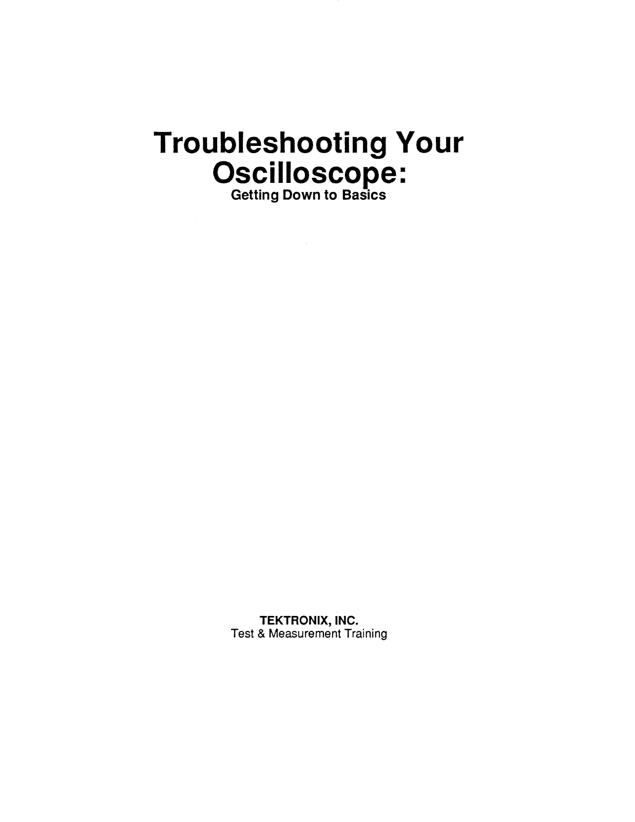 Tektronix Oscilloscope Troubleshooting Manual