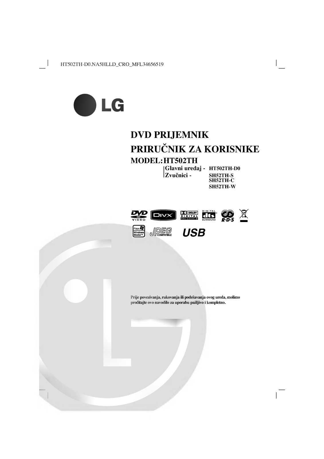 LG HT502TH-D0 User manual