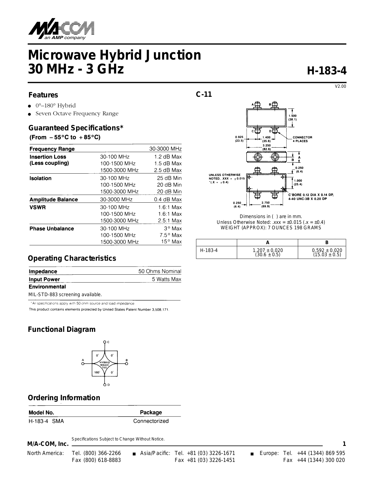 Datasheet H-183-4SMA Datasheet (MACOM) - ManualMachine.com
