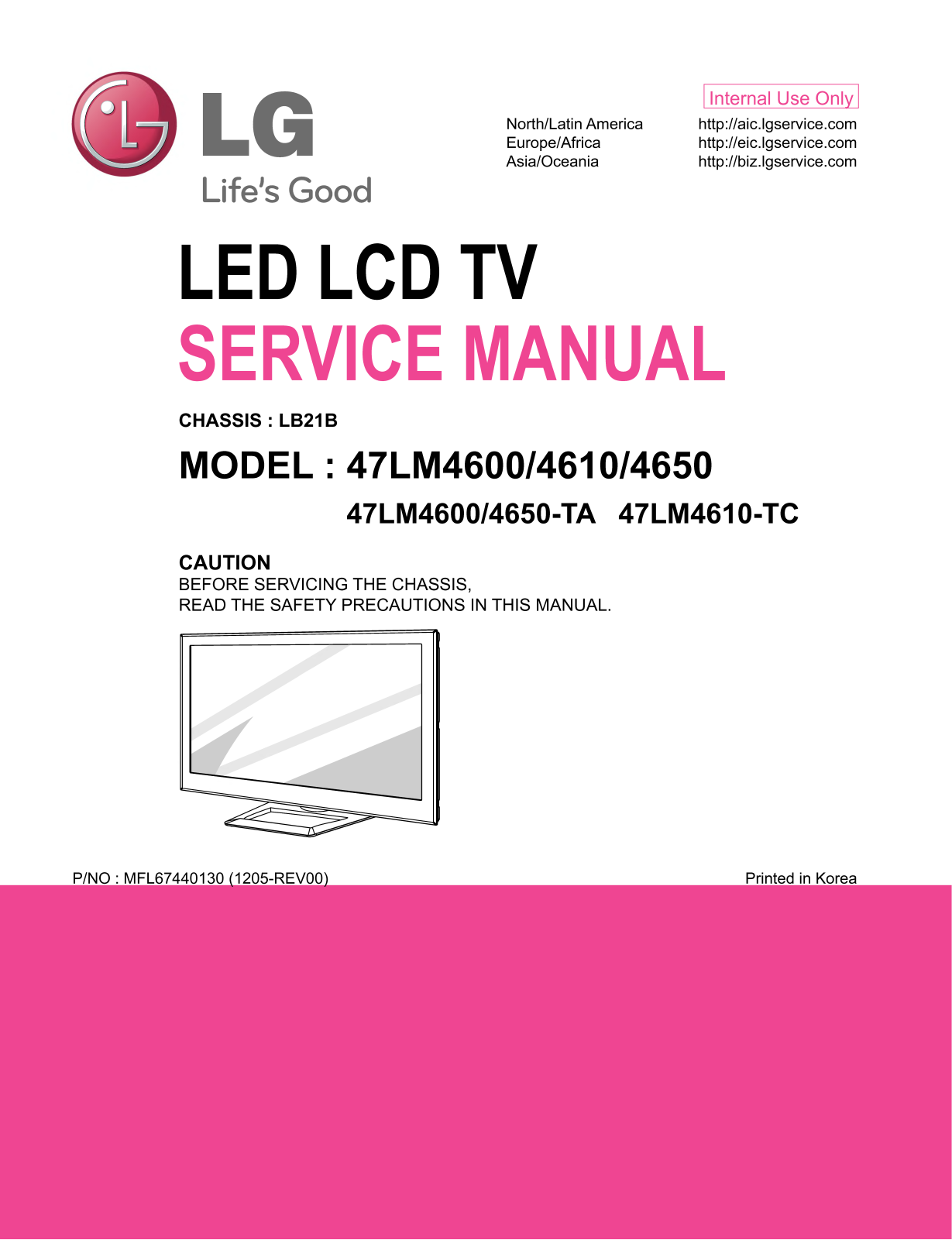 LG 47LM4600-TA, 47LM4610-TC, 47LM4650-TA Schematic