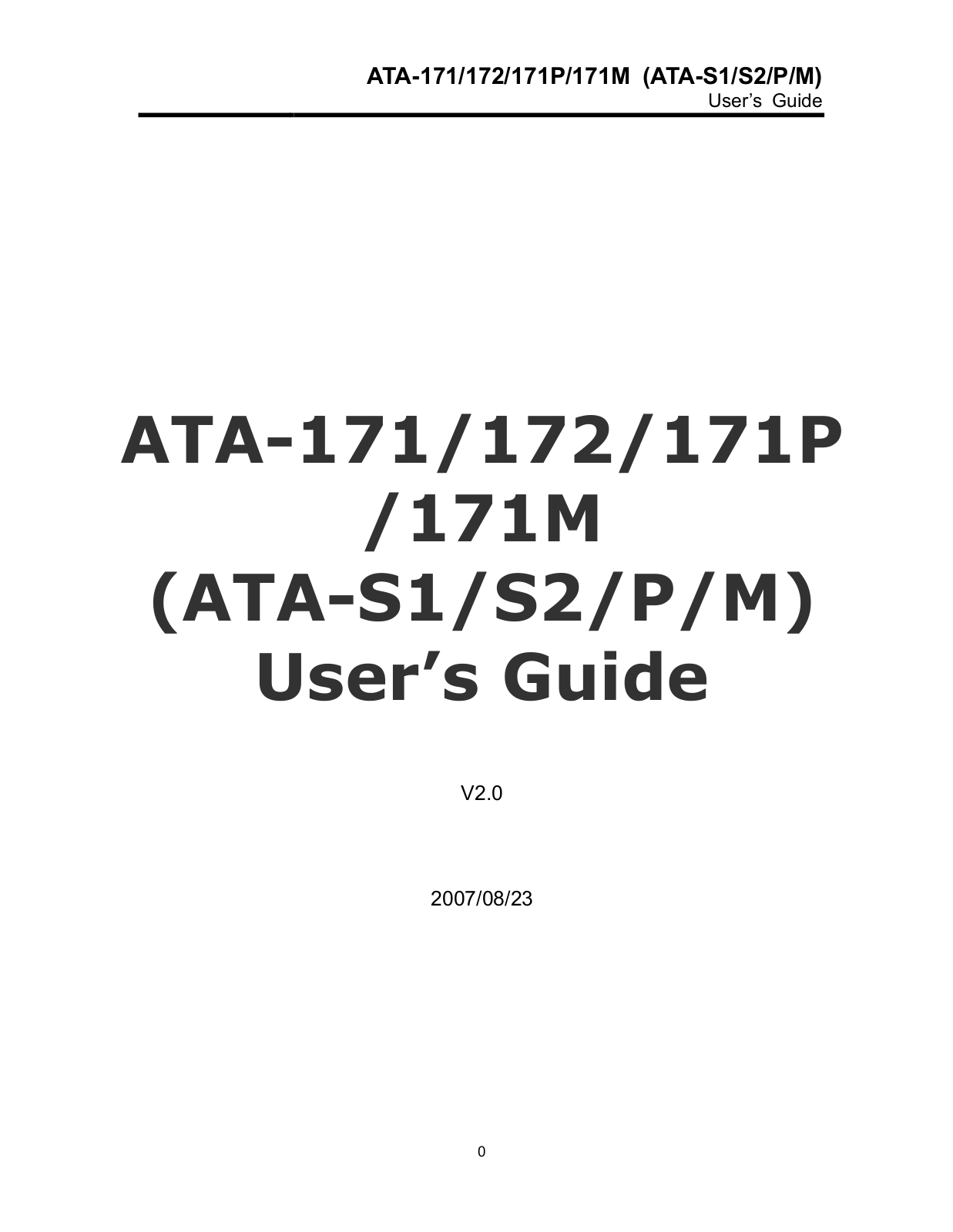 Welltech ATA-172, ATA-M, ATA-S2, ATA-S1, ATA-P V2.0 Manual