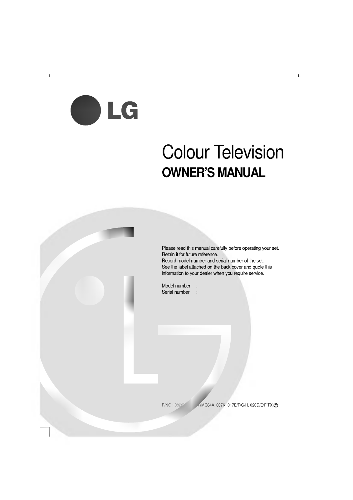 LG CF-21S10E Owner's Manual