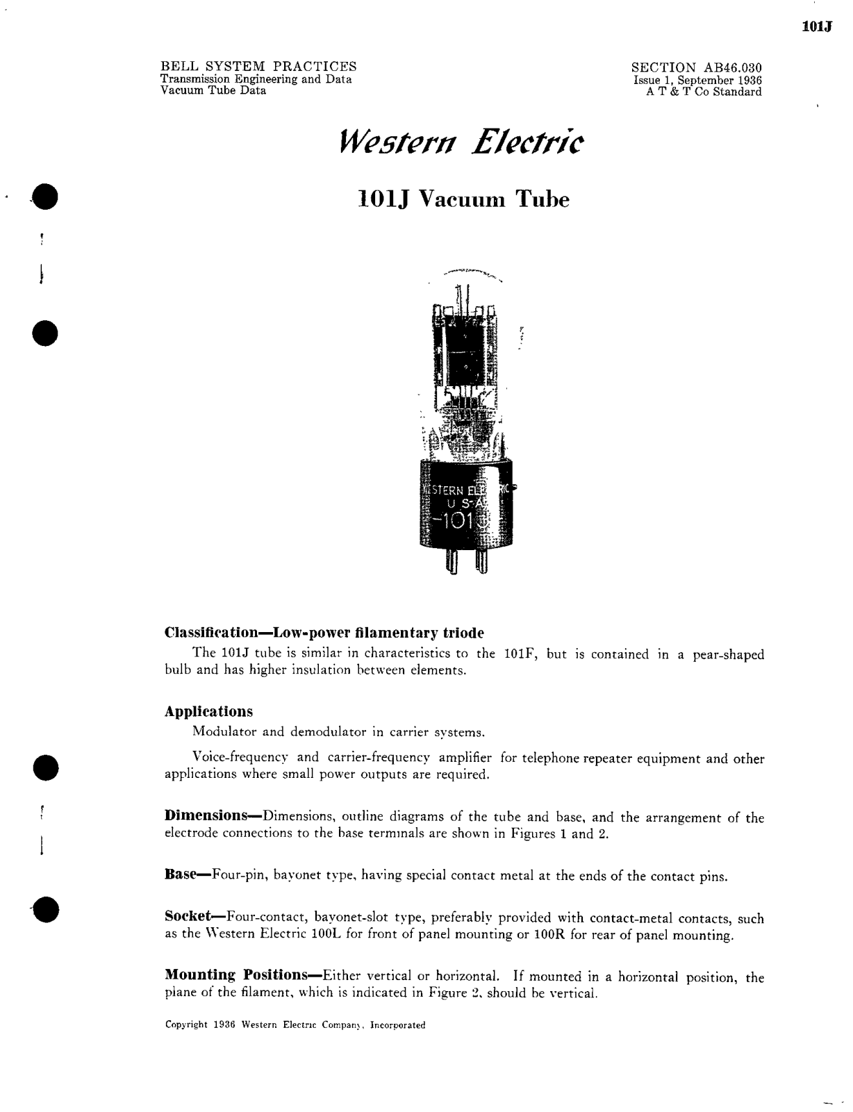 Western Electric 101-J Brochure