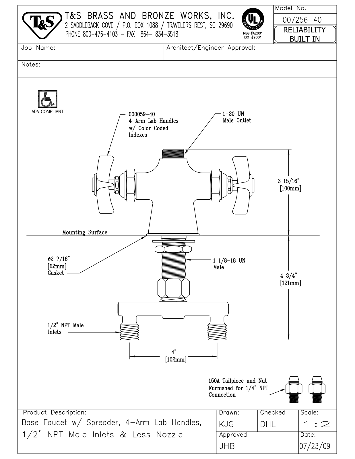 T&S Brass 007256-40 User Manual