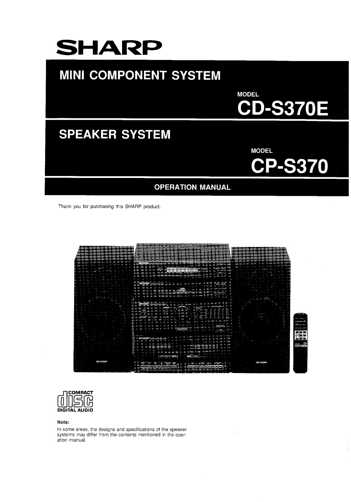 Sharp CDS370 User Manual